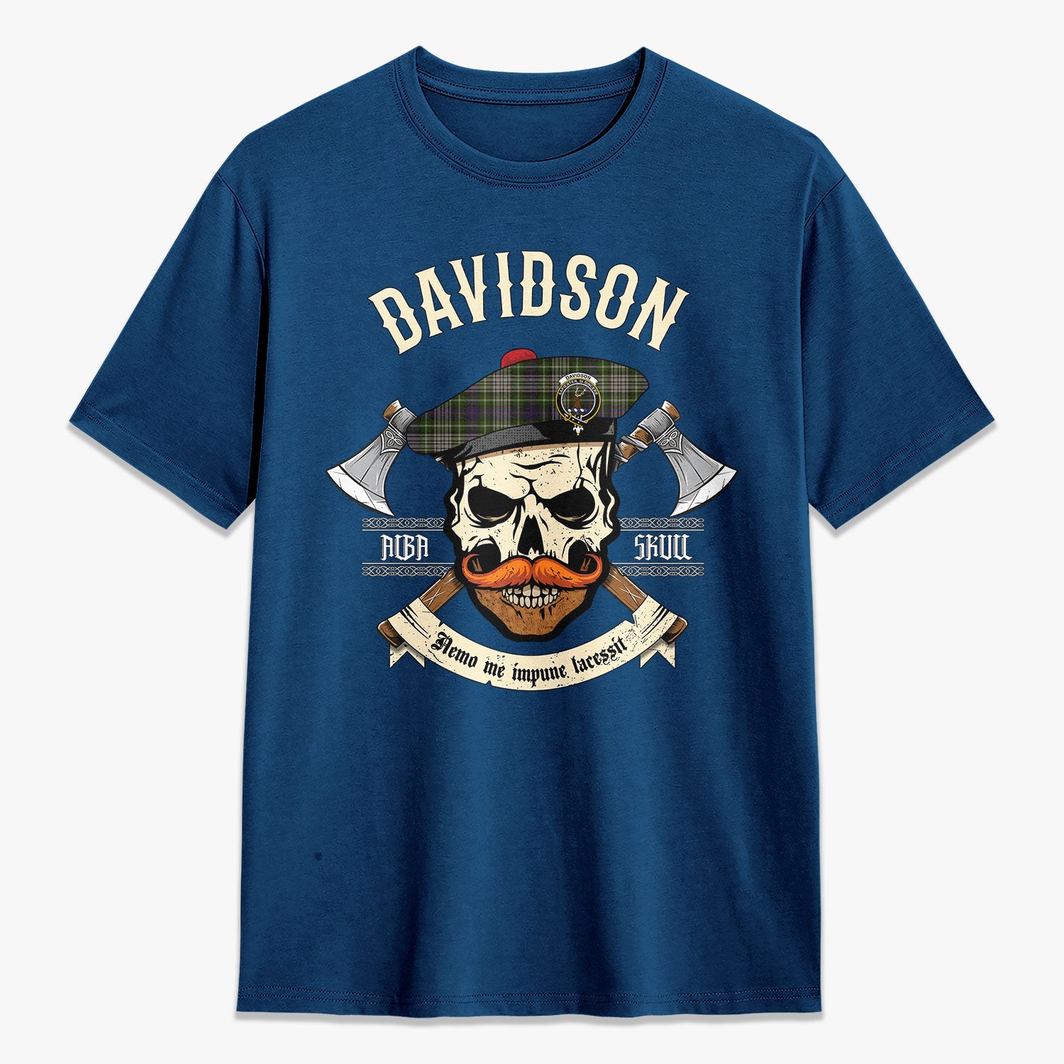 Davidson Tulloch Dress Tartan Crest 2D T-shirt - Alba Skull Style