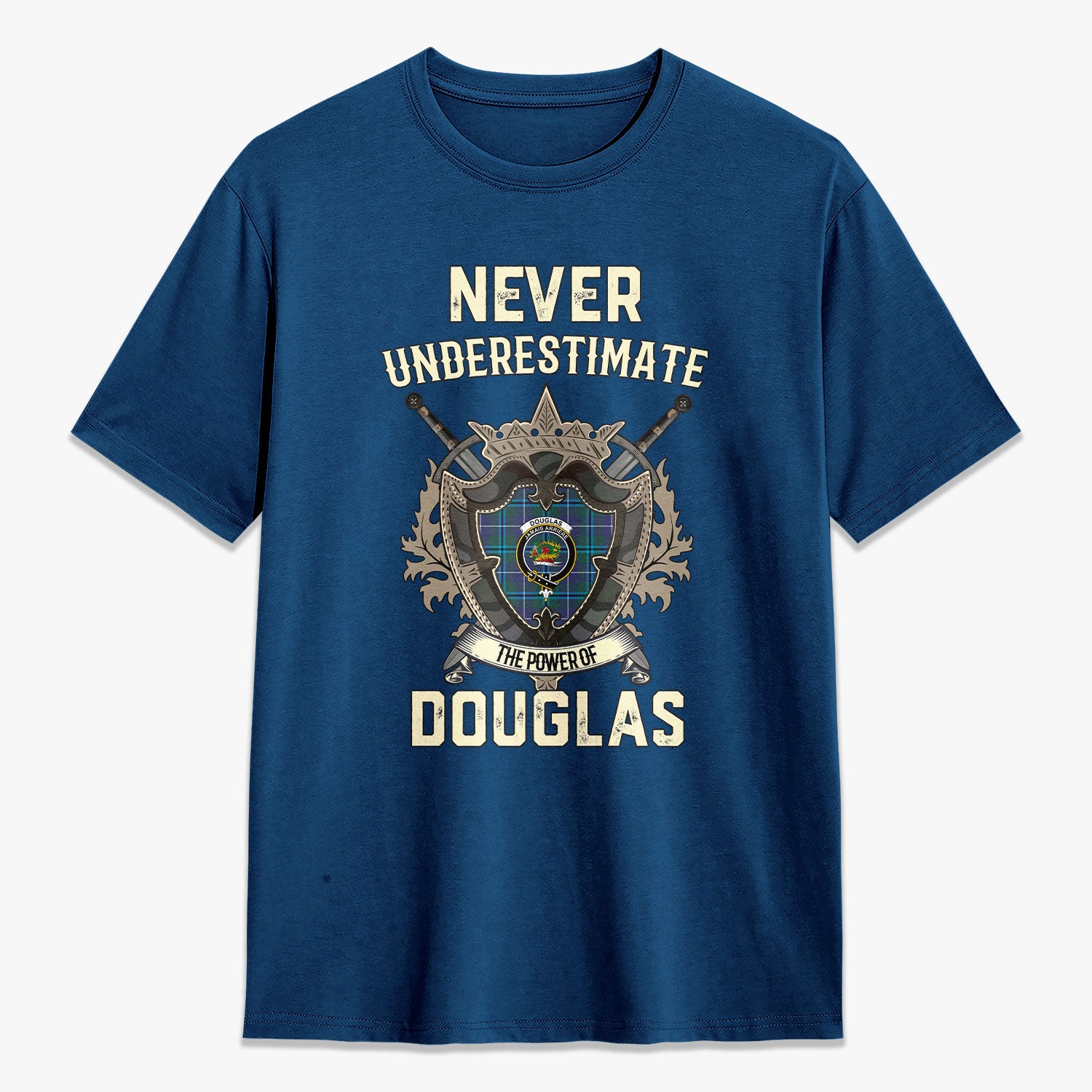 Douglas Modern Tartan Crest 2D T-shirt - Never Underestimate Style