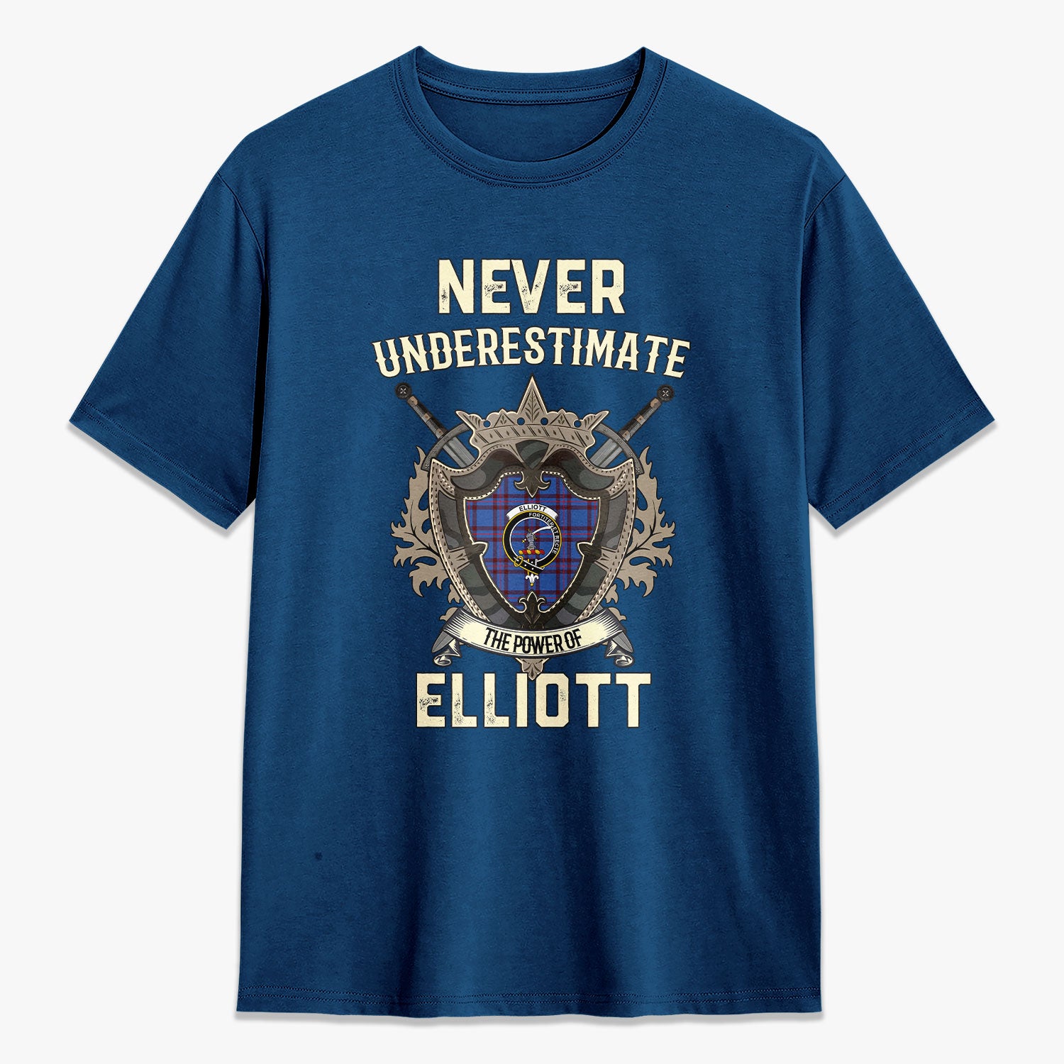 Elliott Modern Tartan Crest 2D T-shirt - Never Underestimate Style