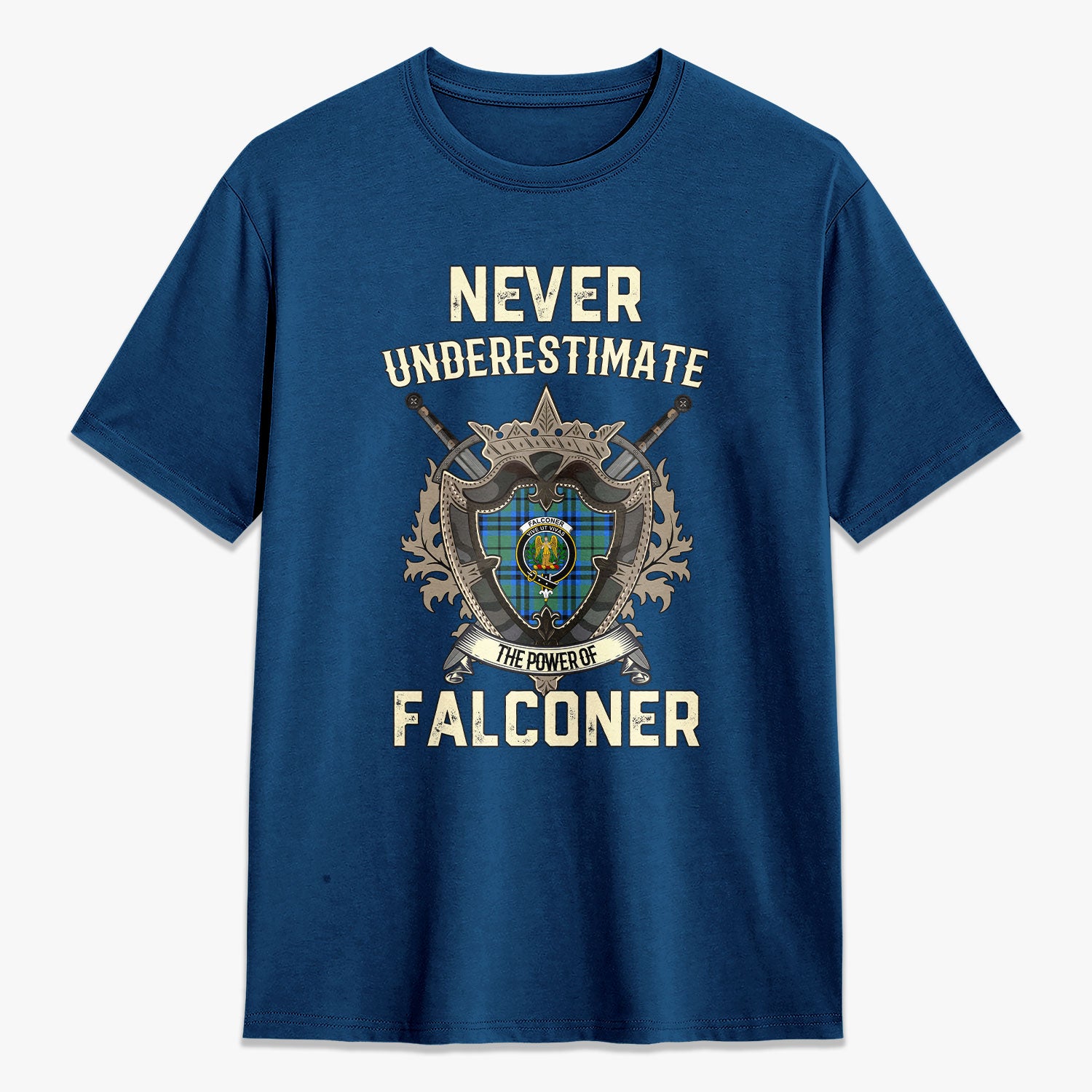 Falconer Tartan Crest 2D T-shirt - Never Underestimate Style