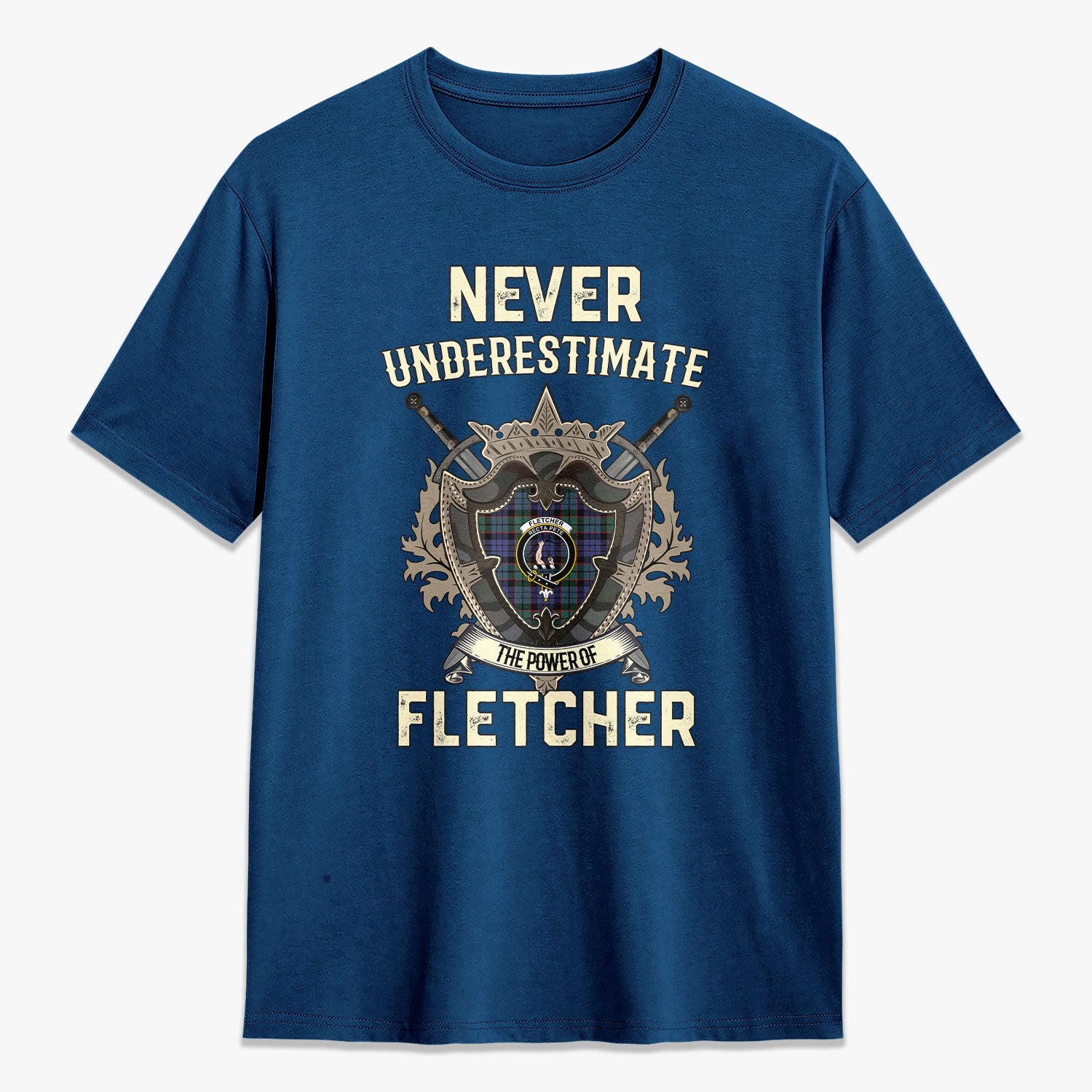 Fletcher Modern Tartan Crest 2D T-shirt - Never Underestimate Style