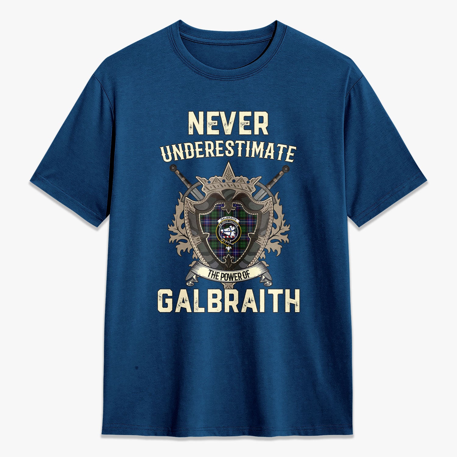 Galbraith Modern Tartan Crest 2D T-shirt - Never Underestimate Style