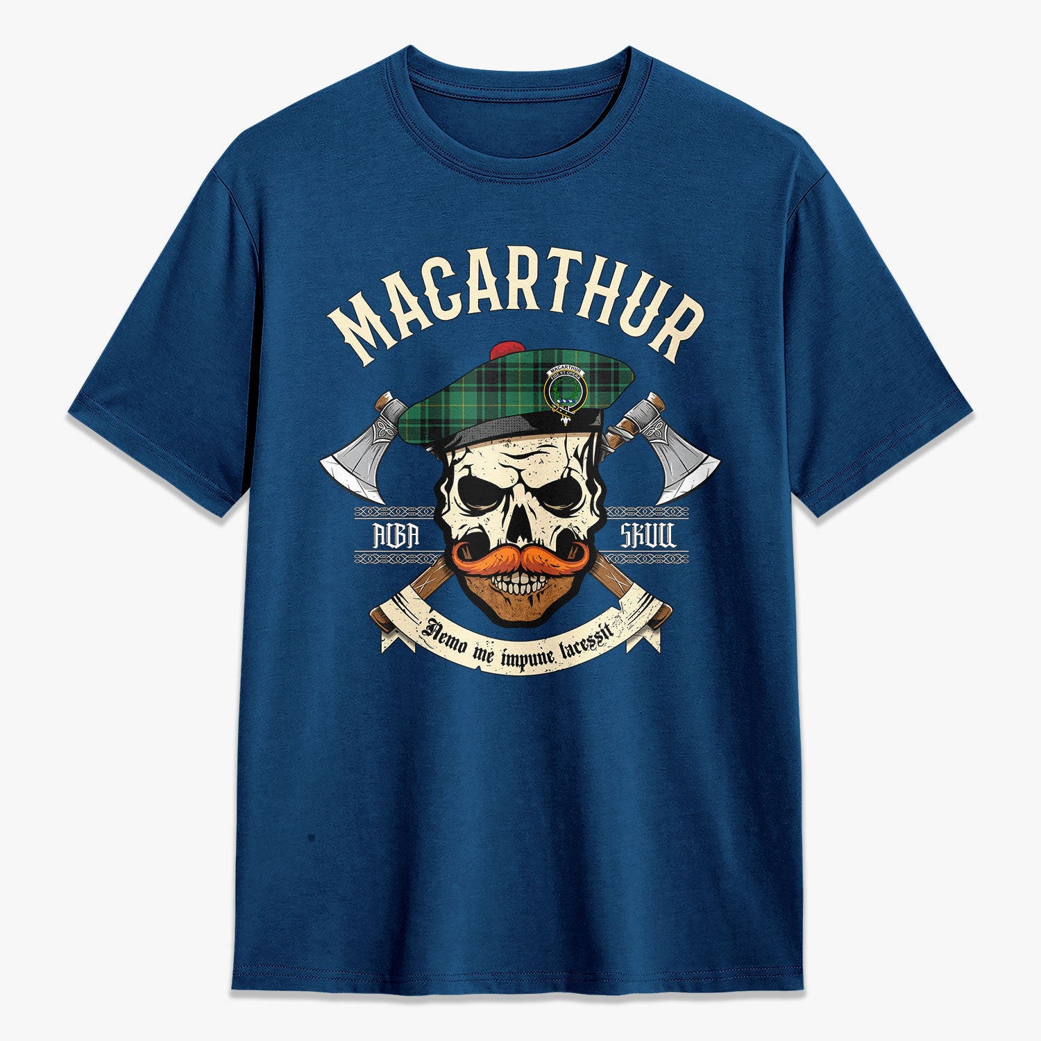 MacArthur Ancient Tartan Crest 2D T-shirt - Alba Skull Style