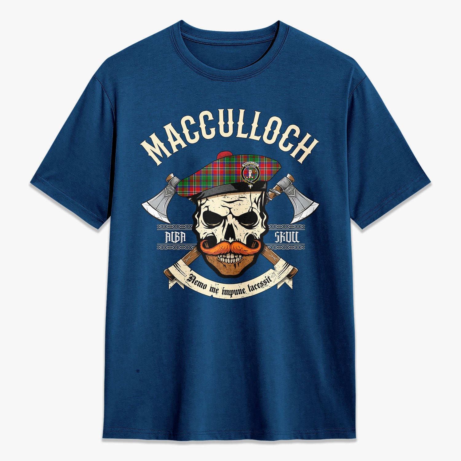 MacCulloch (McCulloch) Tartan Crest 2D T-shirt - Alba Skull Style