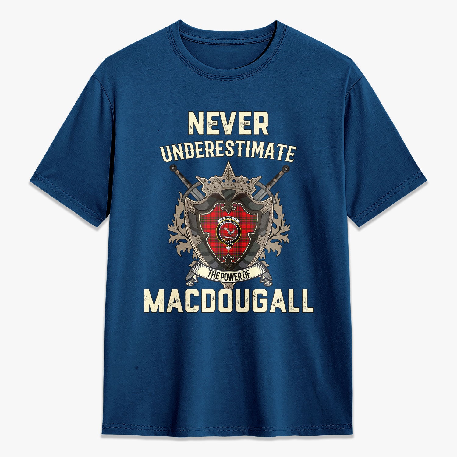 MacDougall Modern Tartan Crest 2D T-shirt - Never Underestimate Style