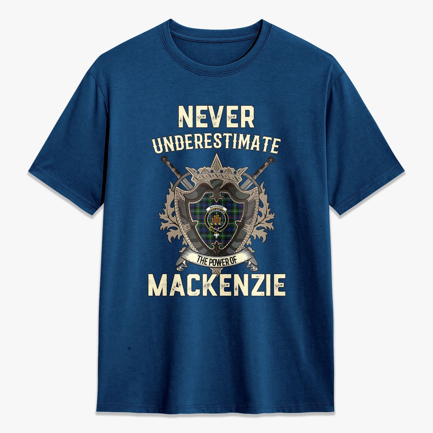 MacKenzie Modern Tartan Crest 2D T-shirt - Never Underestimate Style