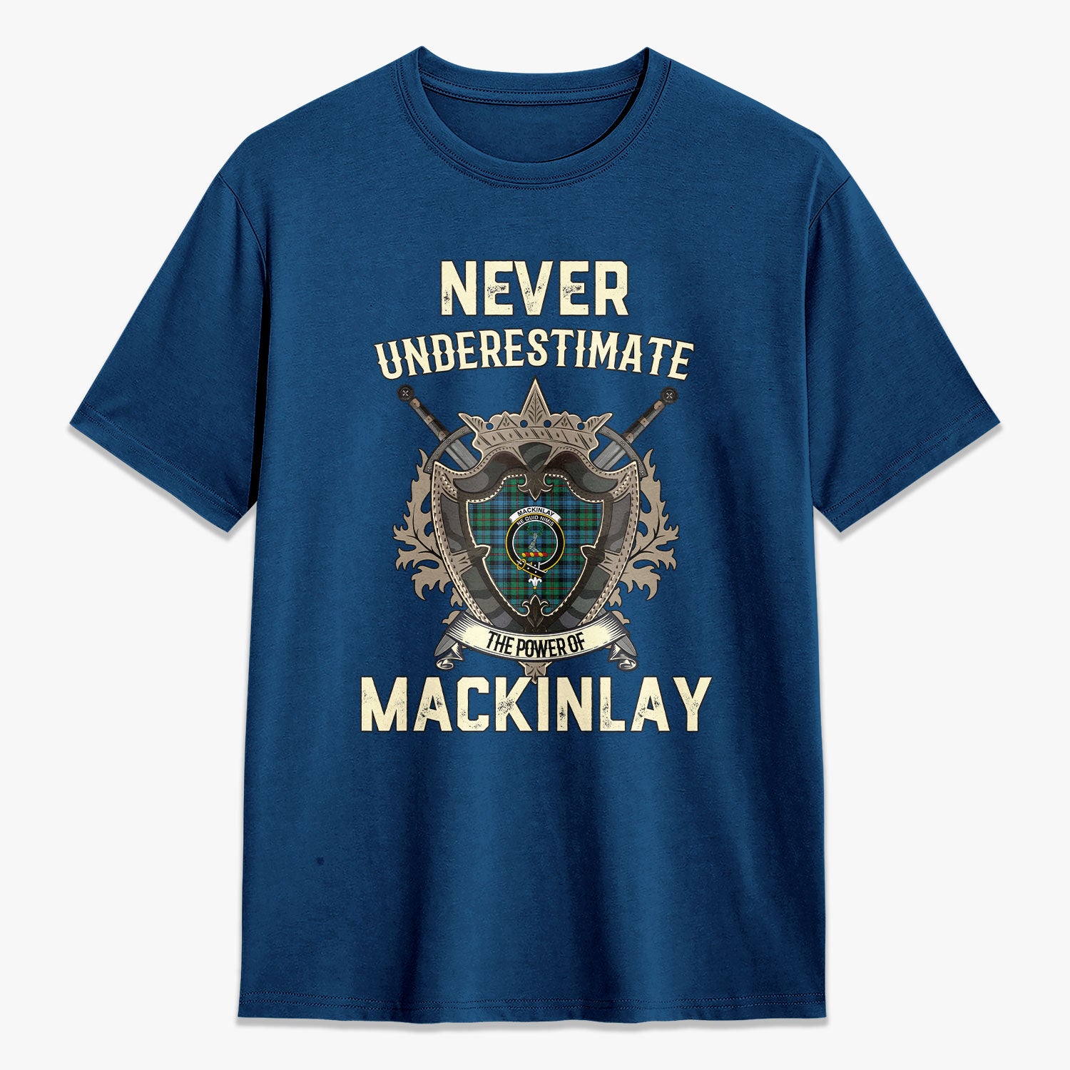 MacKinlay Ancient Tartan Crest 2D T-shirt - Never Underestimate Style