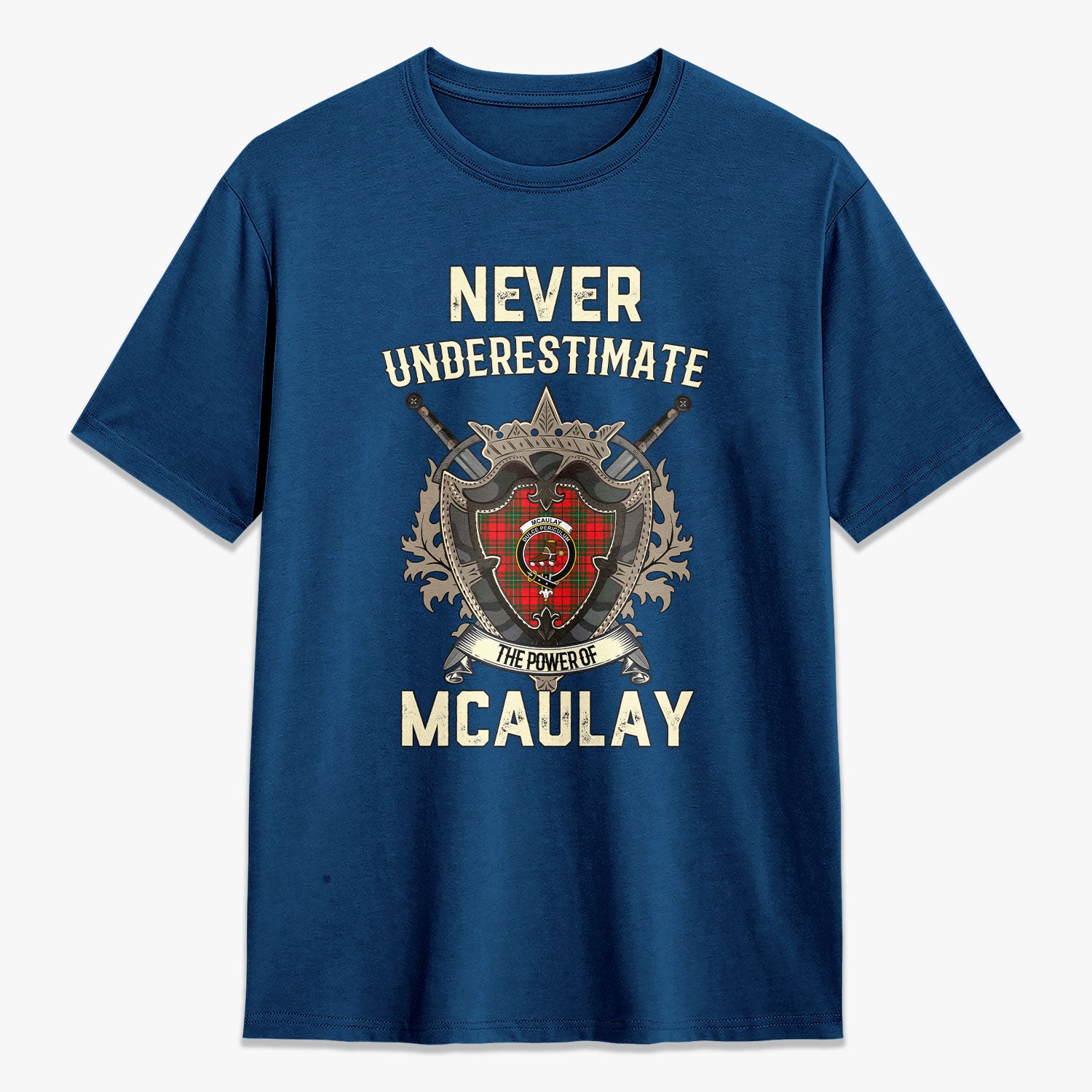 McAulay Modern Tartan Crest 2D T-shirt - Never Underestimate Style