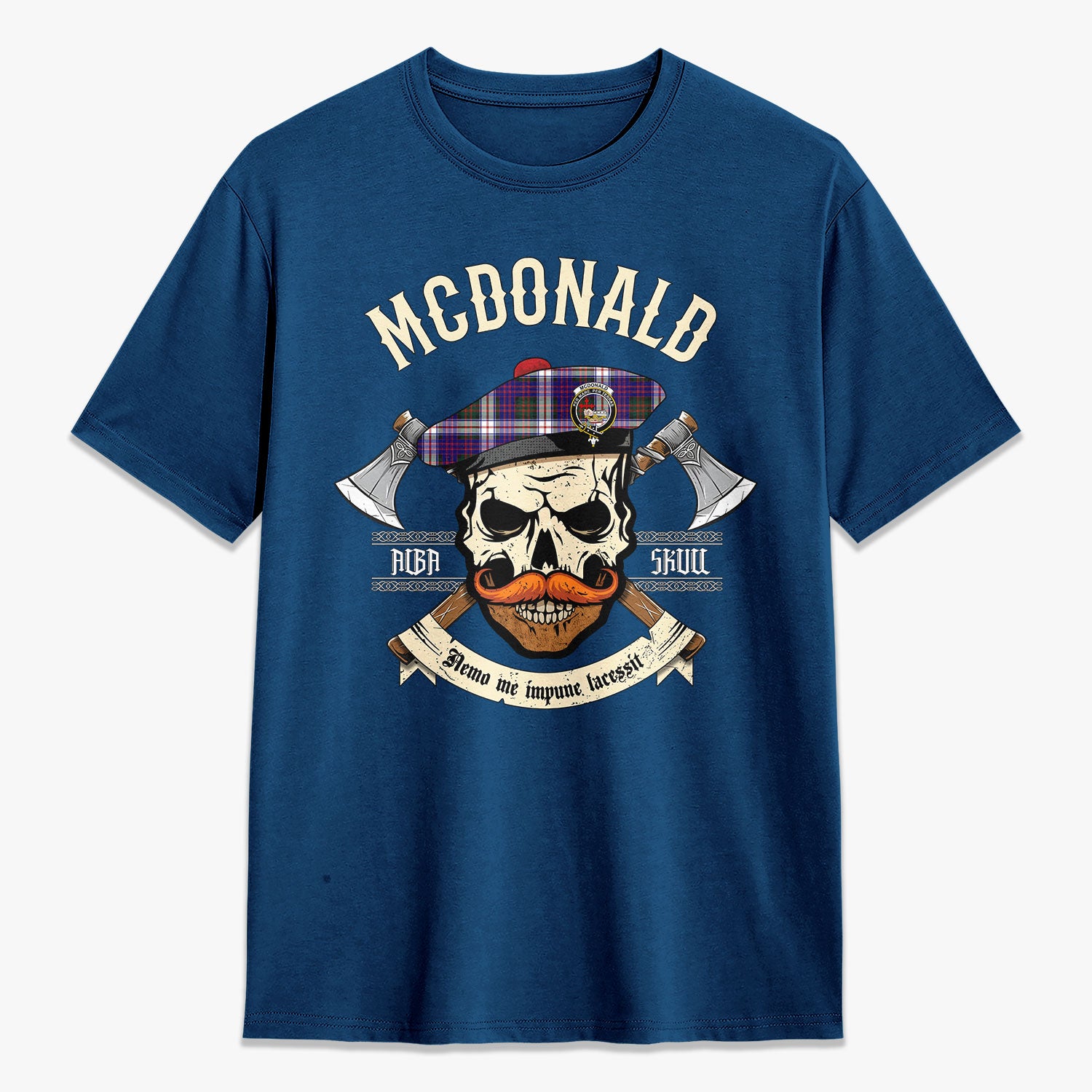 McDonald Dress Modern Tartan Crest 2D T-shirt - Alba Skull Style