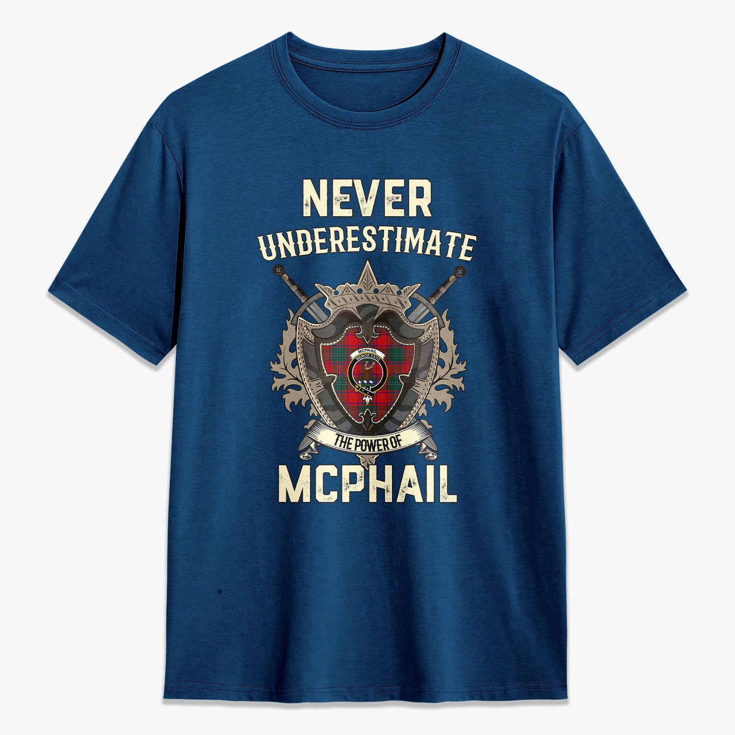 McPhail Clan Tartan Crest 2D T-shirt - Never Underestimate Style