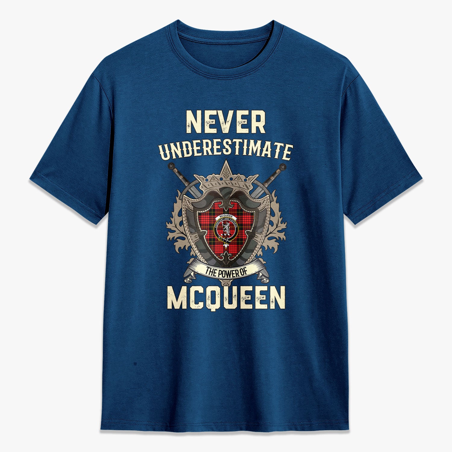McQueen Modern Tartan Crest 2D T-shirt - Never Underestimate Style