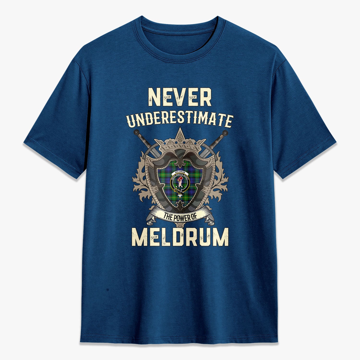 Meldrum Tartan Crest 2D T-shirt - Never Underestimate Style