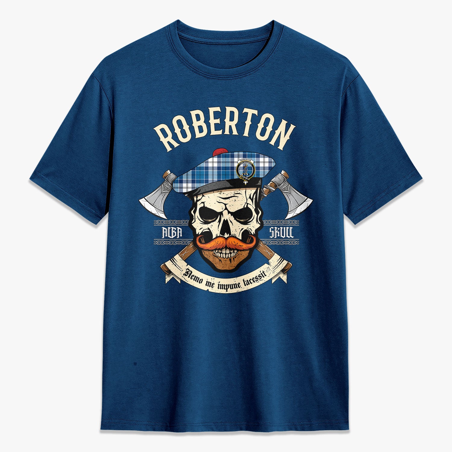 Roberton Tartan Crest 2D T-shirt - Alba Skull Style