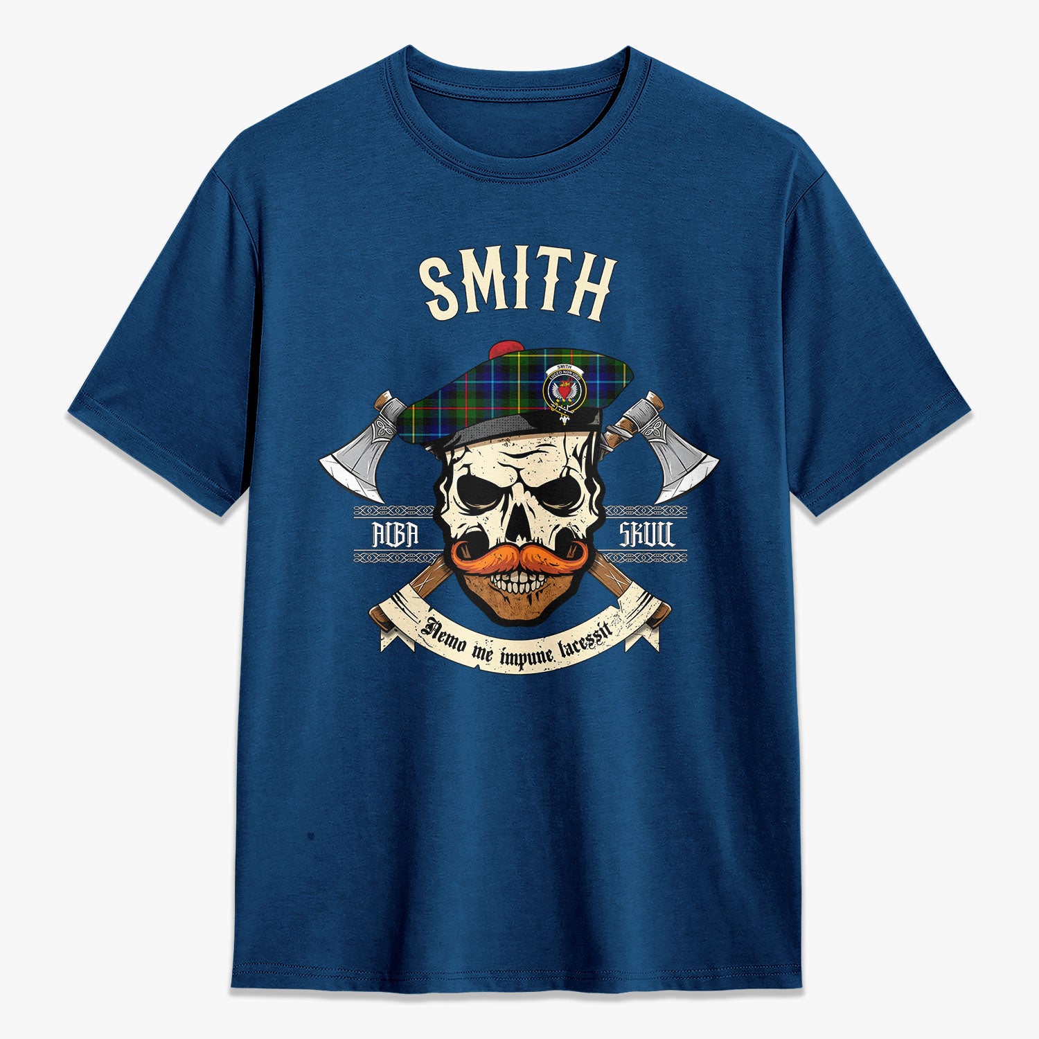 Smith Modern Tartan Crest 2D T-shirt - Alba Skull Style