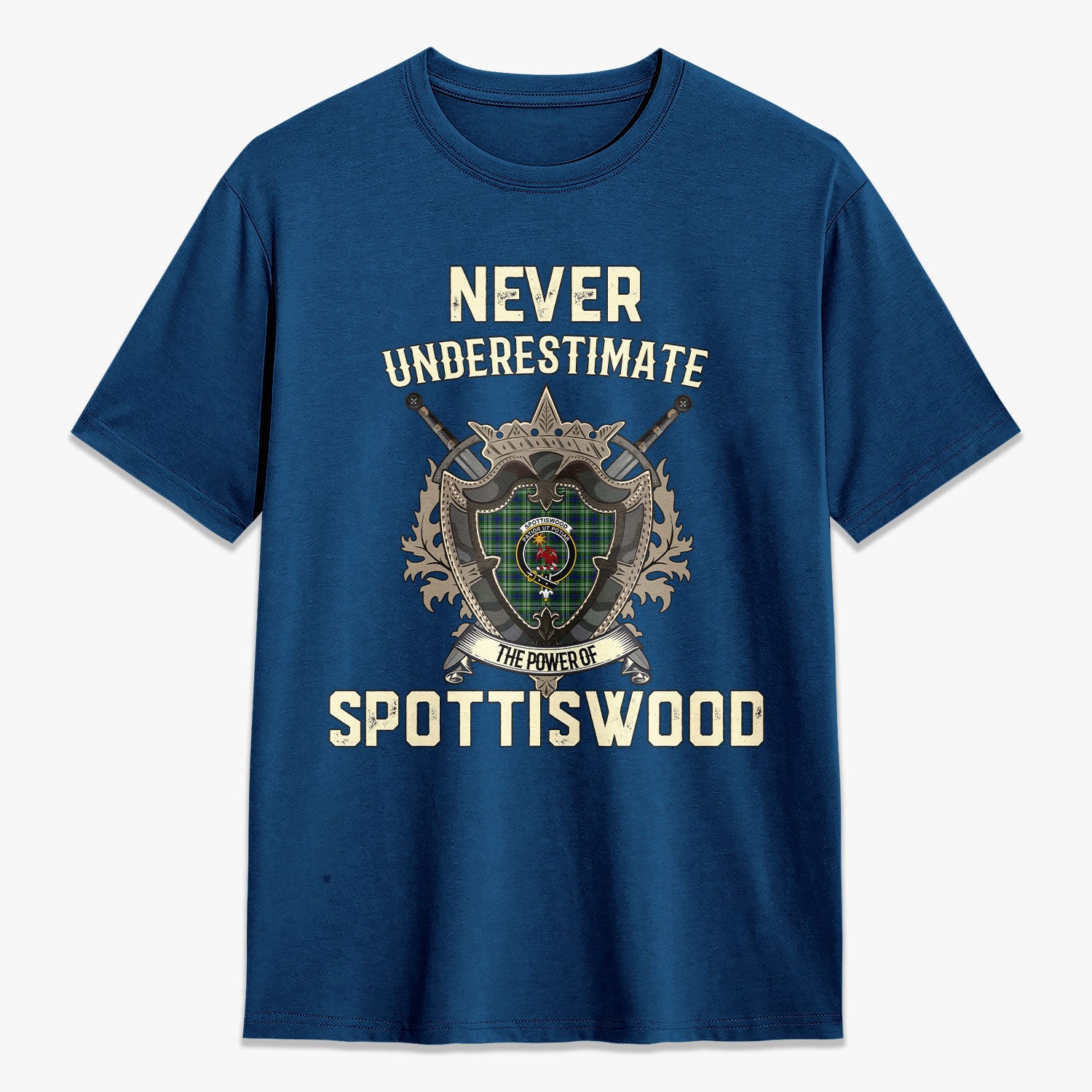 Spottiswood Tartan Crest 2D T-shirt - Never Underestimate Style