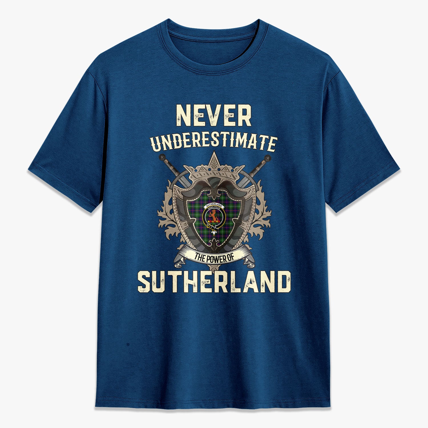 Sutherland Modern Tartan Crest 2D T-shirt - Never Underestimate Style