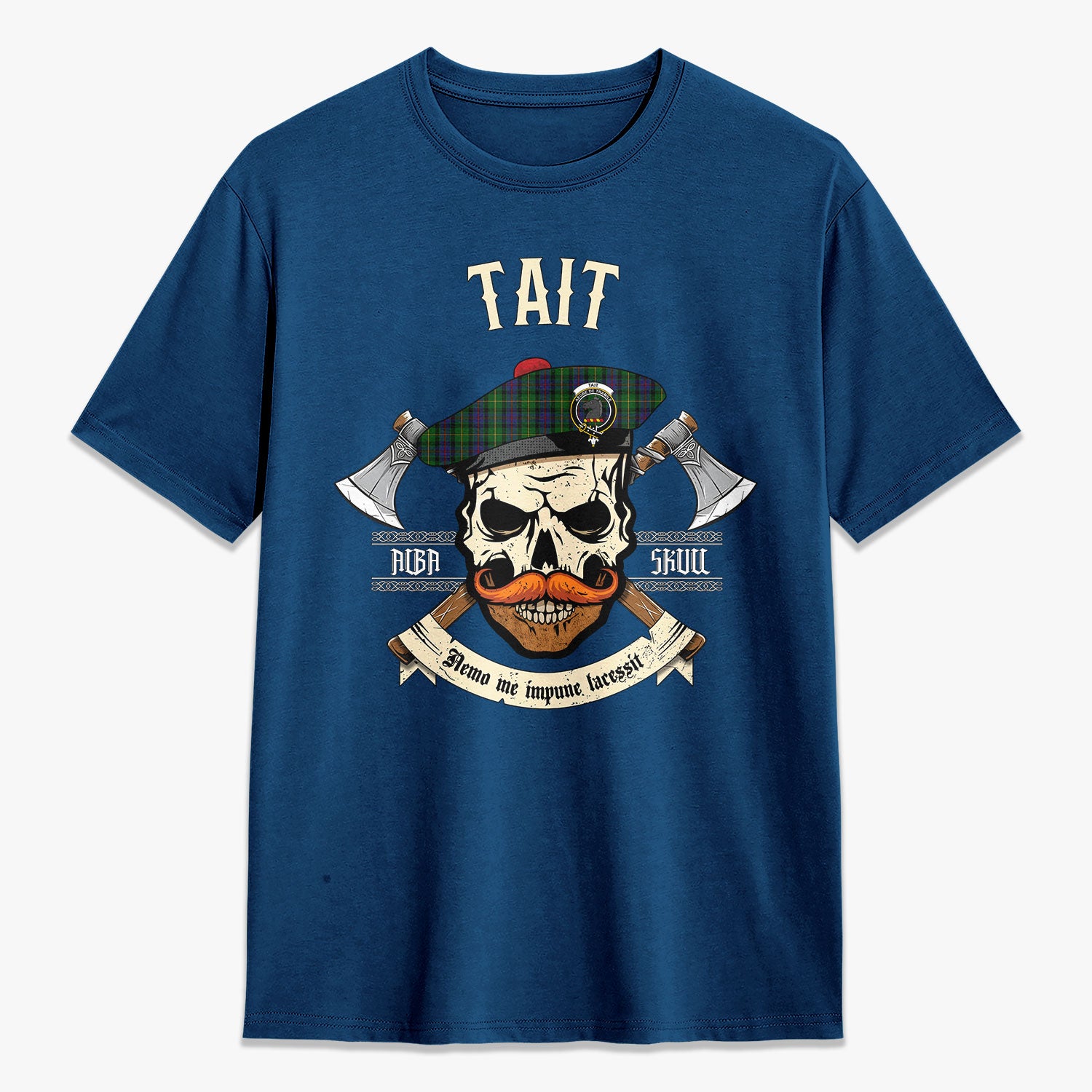 Tait Tartan Crest 2D T-shirt - Alba Skull Style