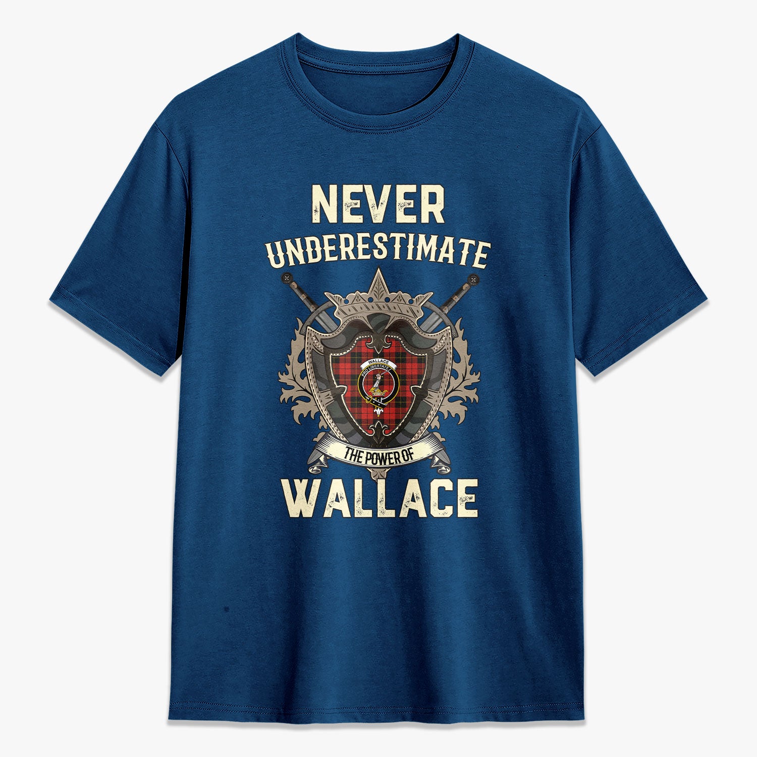 Wallace Weathered Tartan Crest 2D T-shirt - Never Underestimate Style