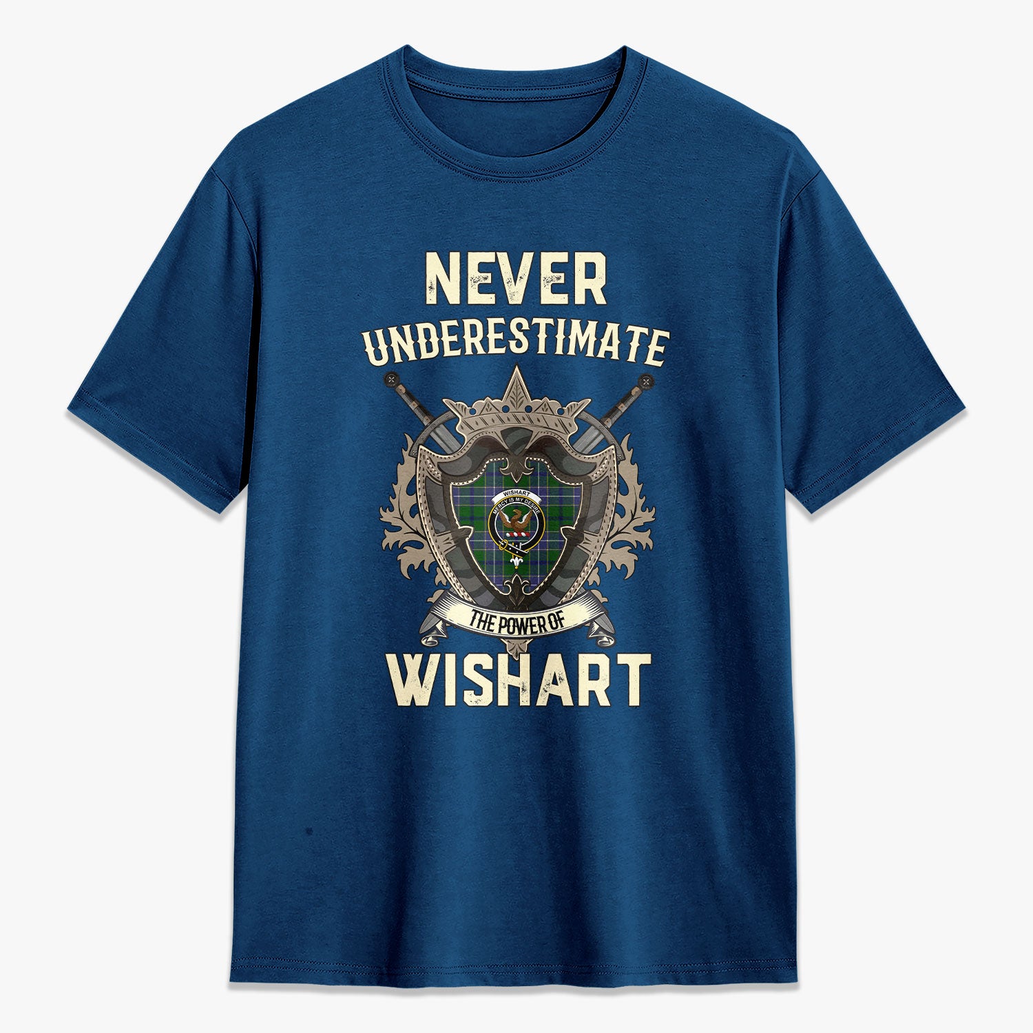 Wishart Hunting Tartan Crest 2D T-shirt - Never Underestimate Style