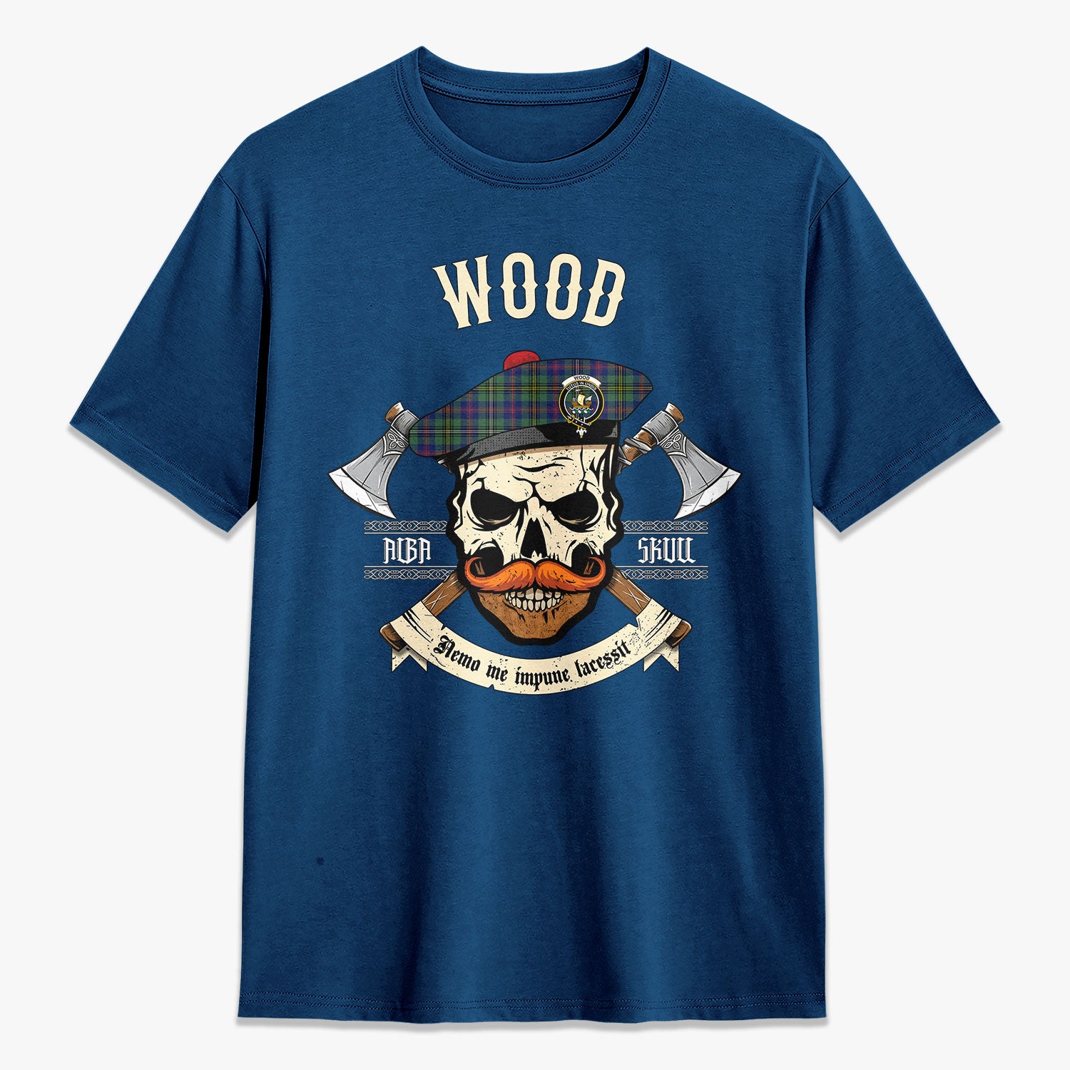 Wood Tartan Crest 2D T-shirt - Alba Skull Style