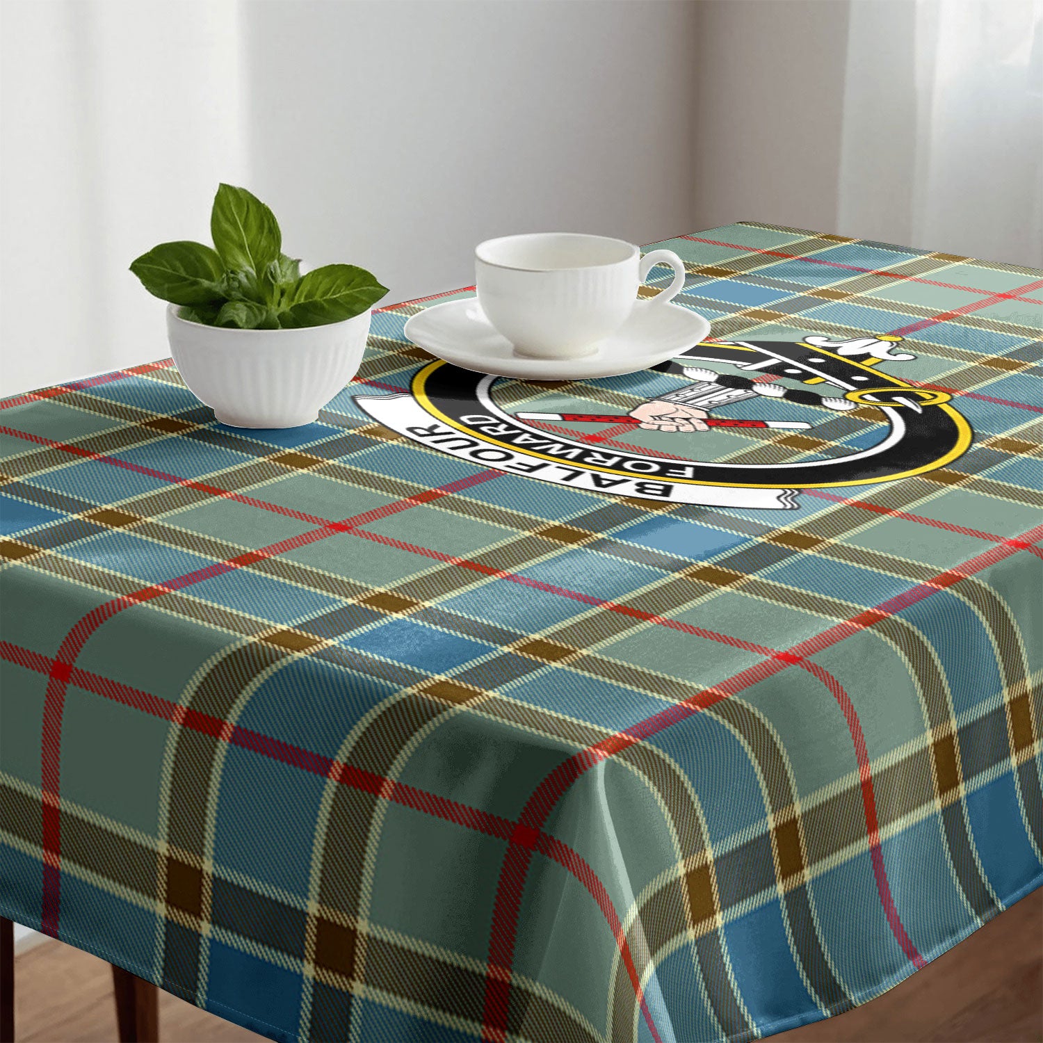 Balfour Blue Tartan Crest Tablecloth