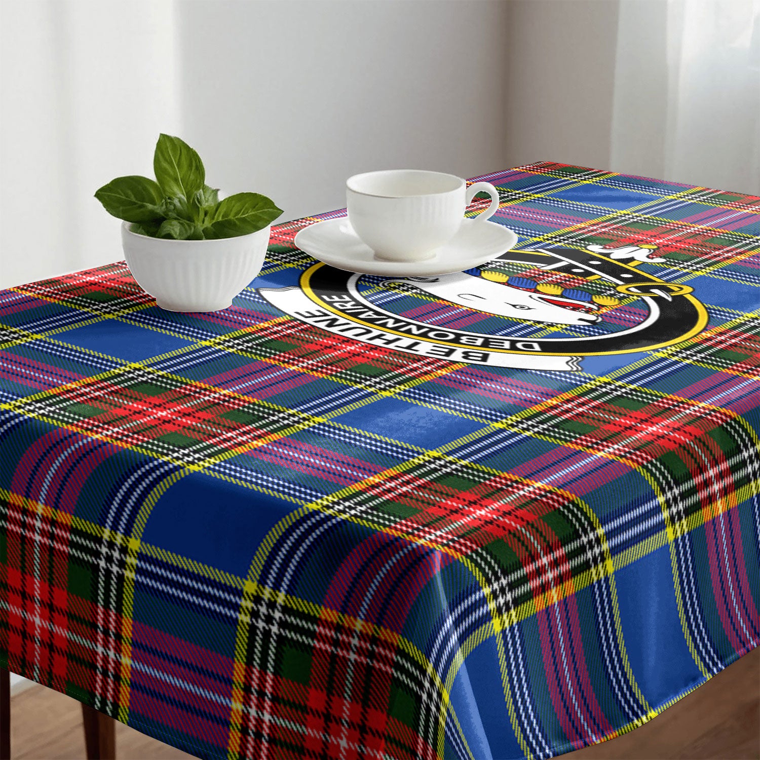 Bethune Modern Tartan Crest Tablecloth