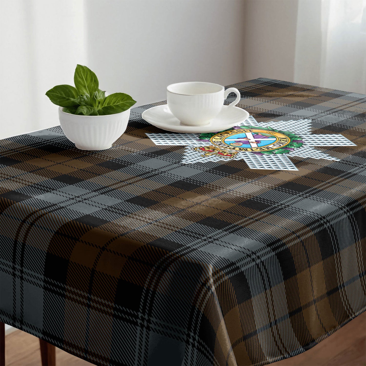 Black Watch Weathered Tartan Crest Tablecloth
