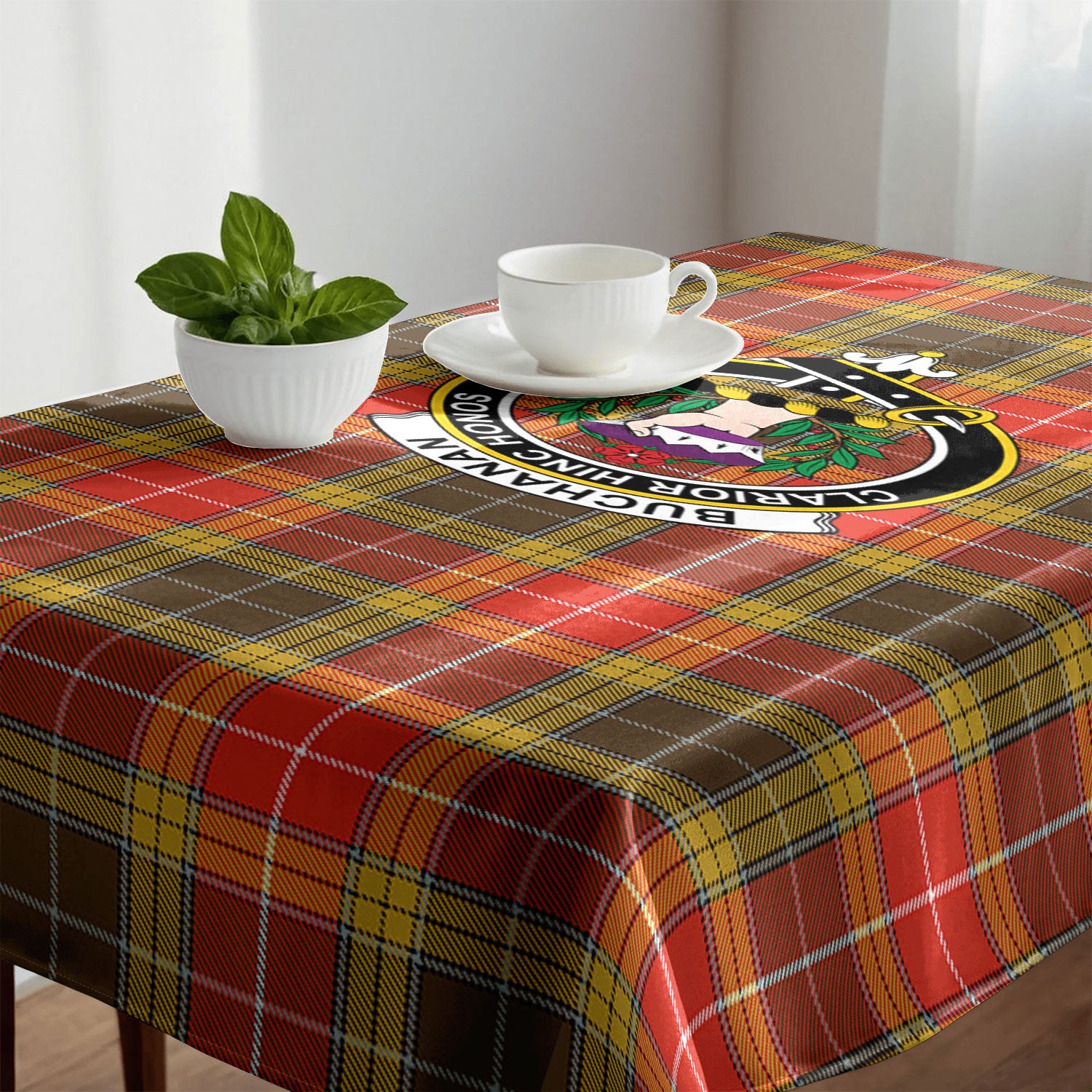 Buchanan Old Set Weathered Tartan Crest Tablecloth