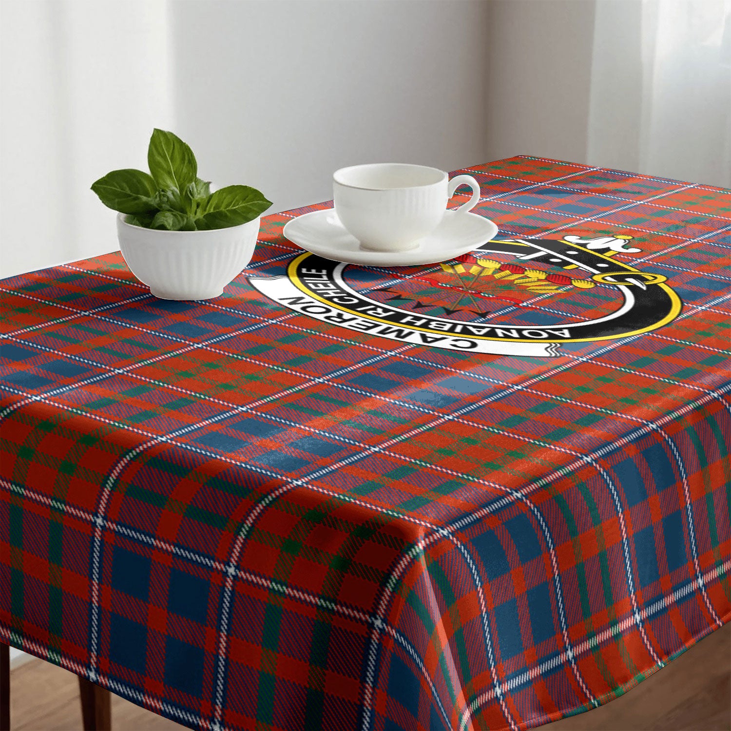 Cameron of Lochiel Ancient Tartan Crest Tablecloth
