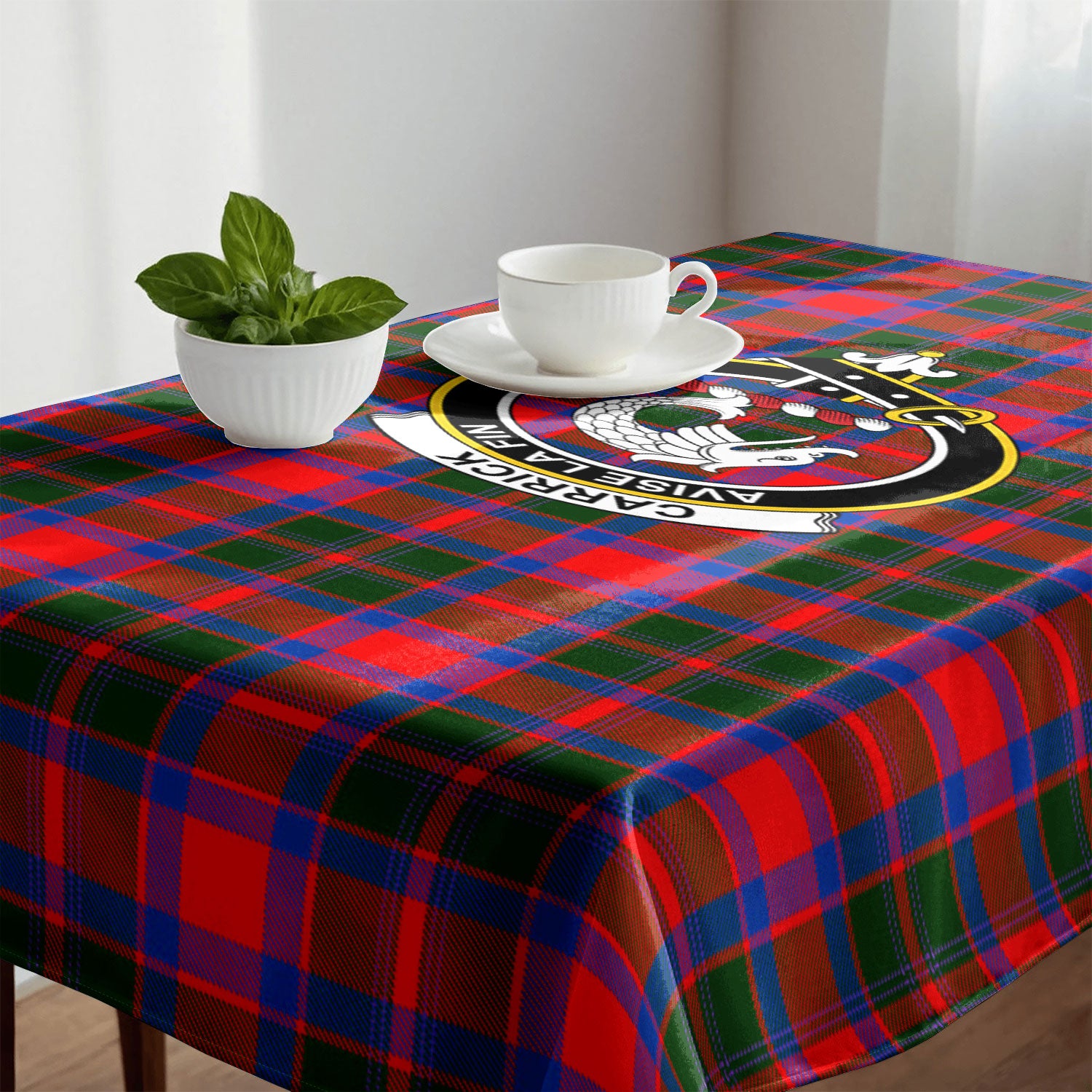 Carrick District Tartan Crest Tablecloth