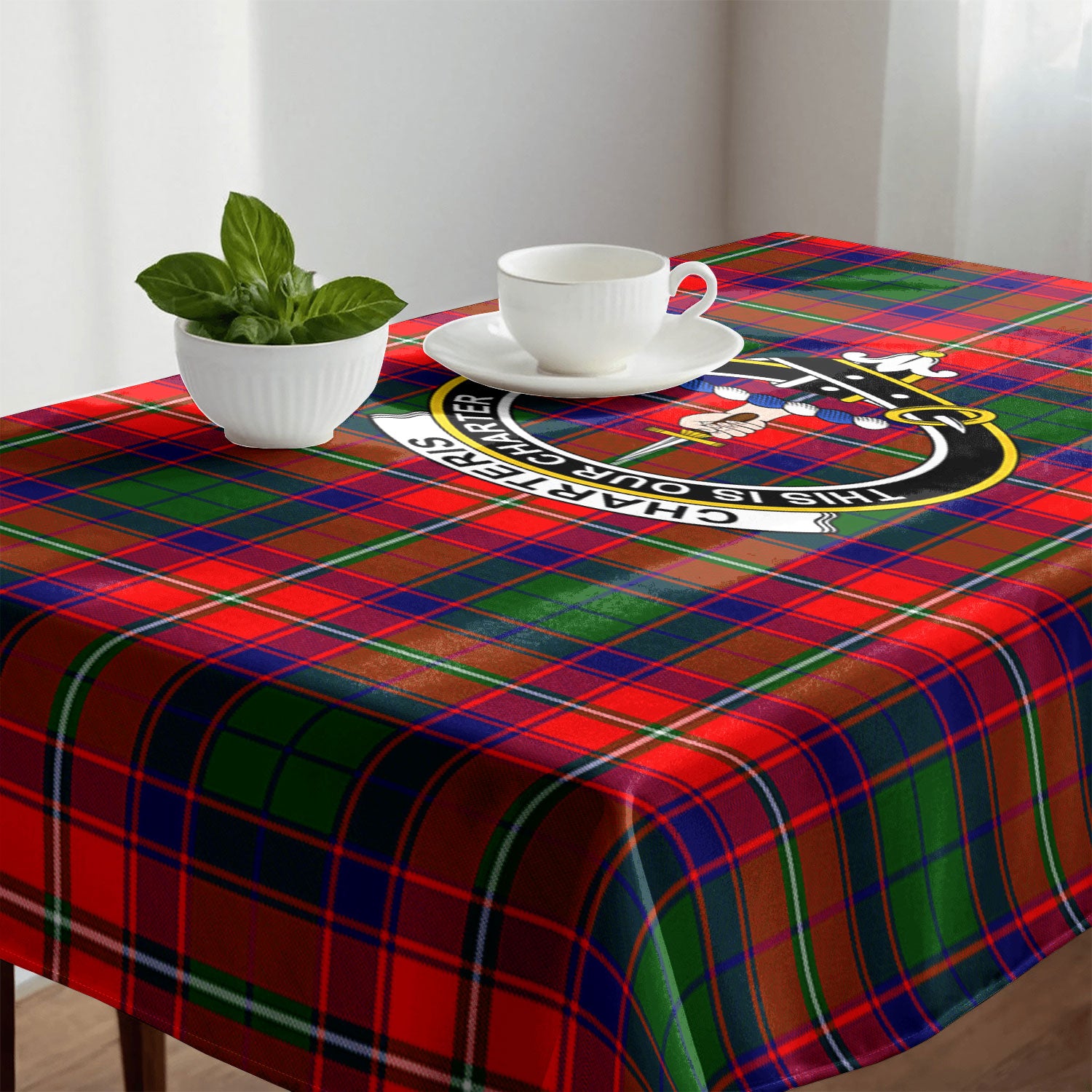 Charteris (Earl of Wemyss) Tartan Crest Tablecloth
