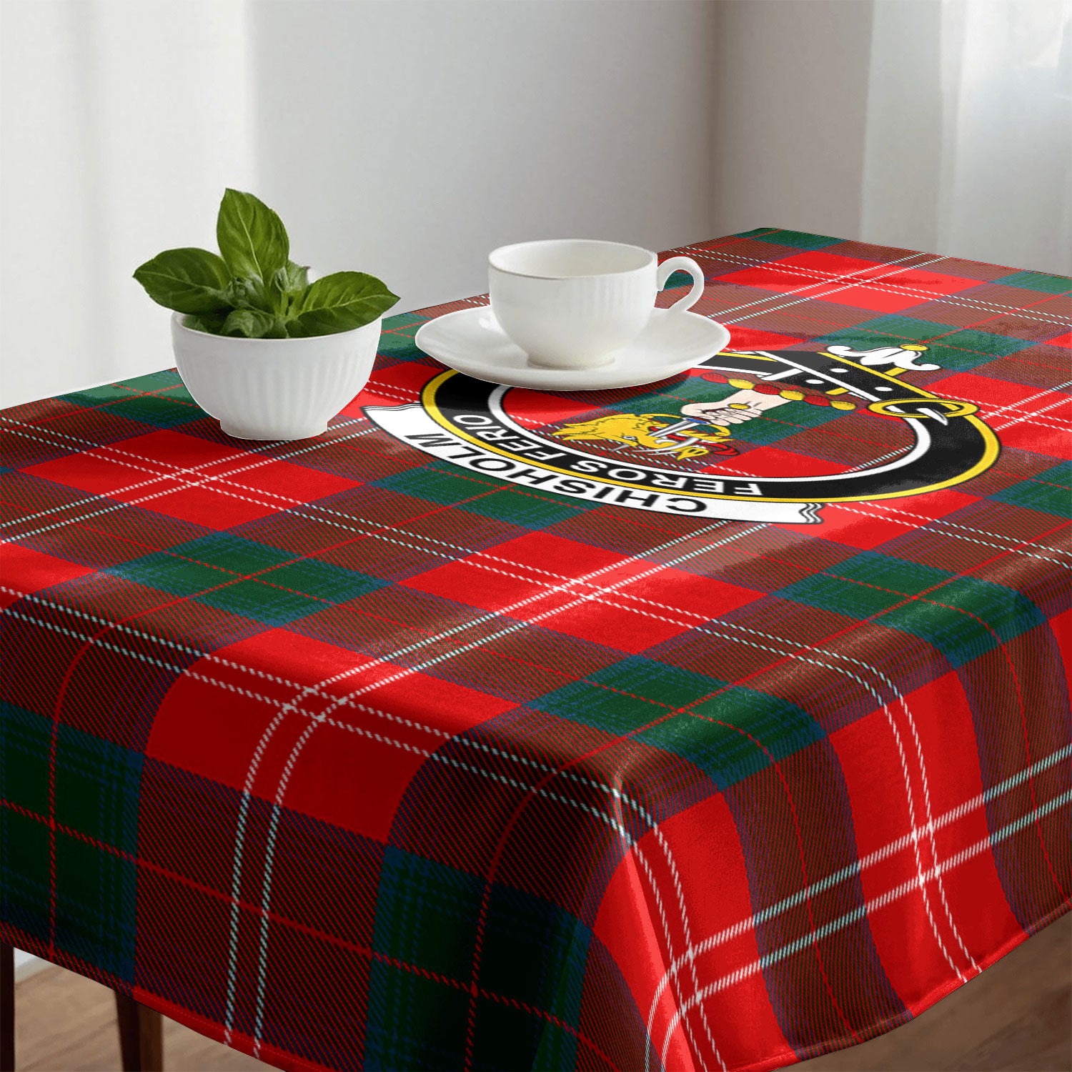 Chisholm Modern Tartan Crest Tablecloth
