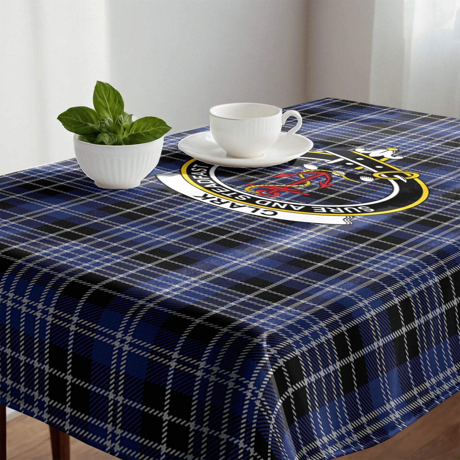 Clark Modern Tartan Crest Tablecloth