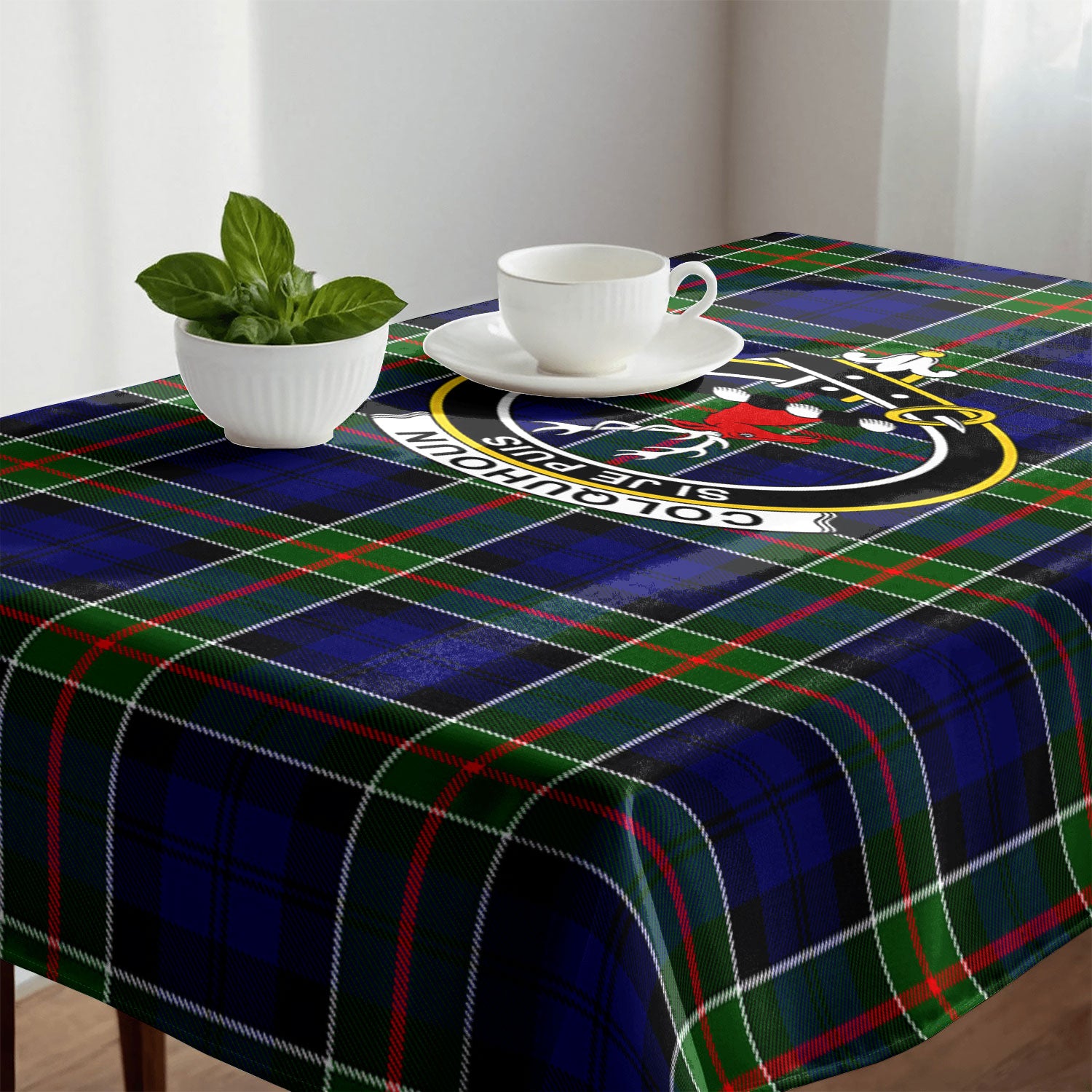 Colquhoun Modern Tartan Crest Tablecloth