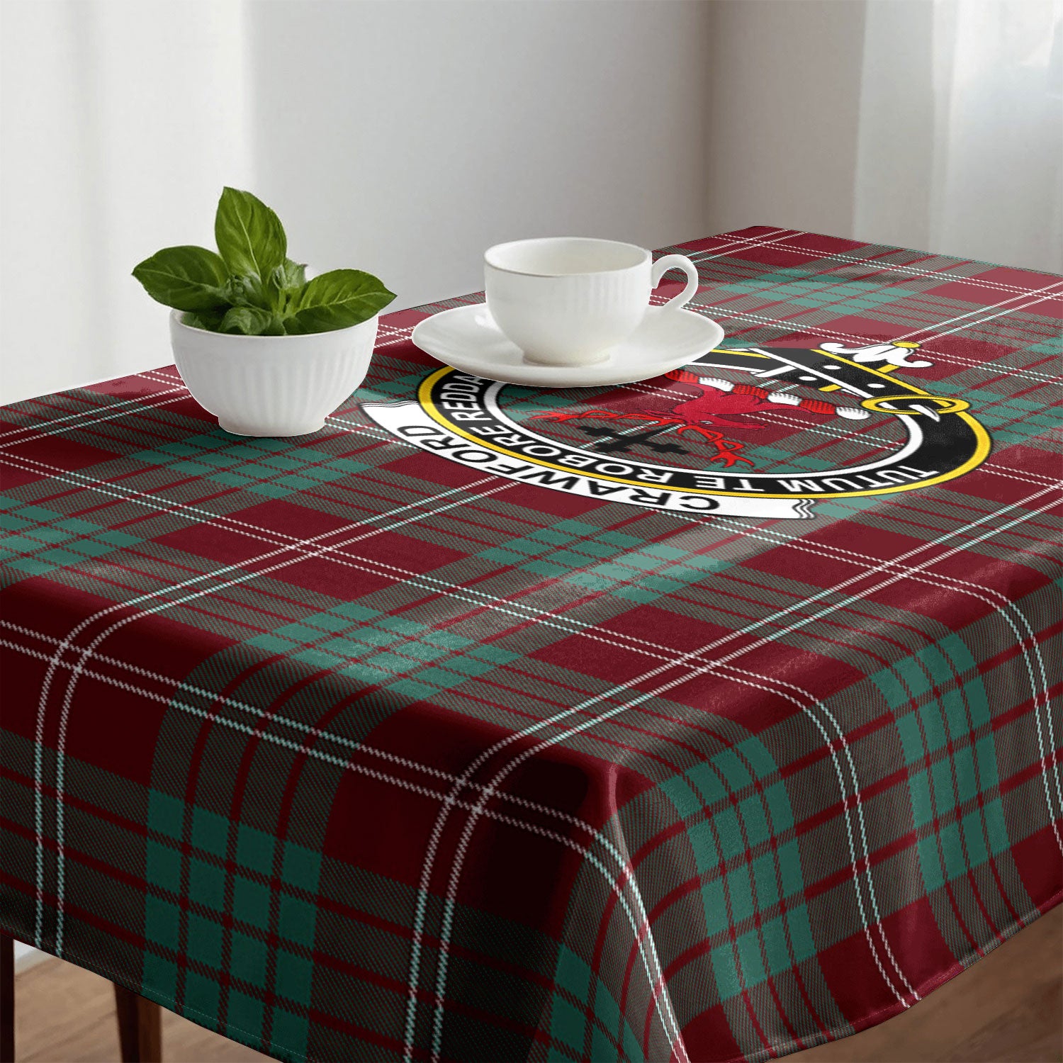 Crawford Modern Tartan Crest Tablecloth