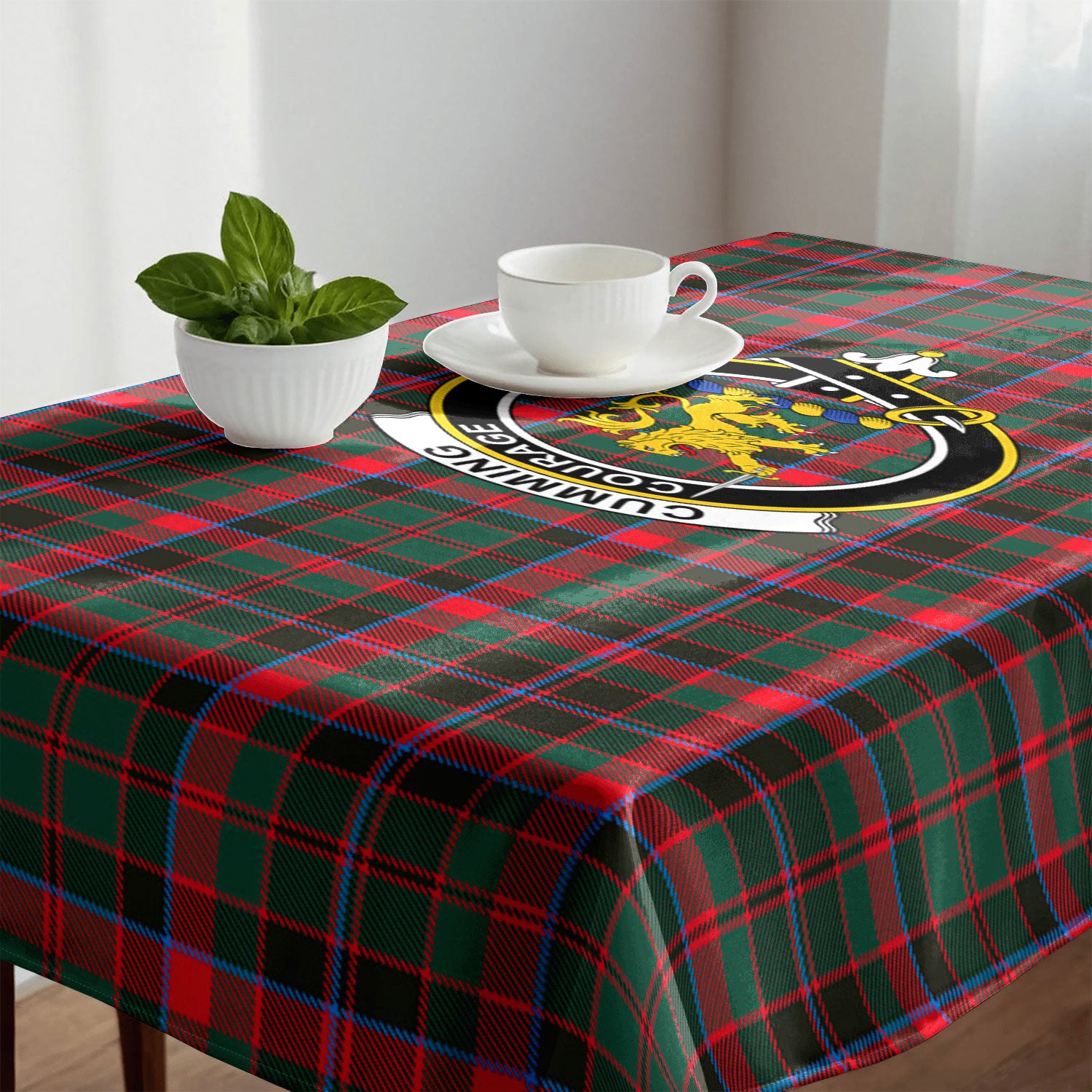 Cumming Hunting Modern Tartan Crest Tablecloth