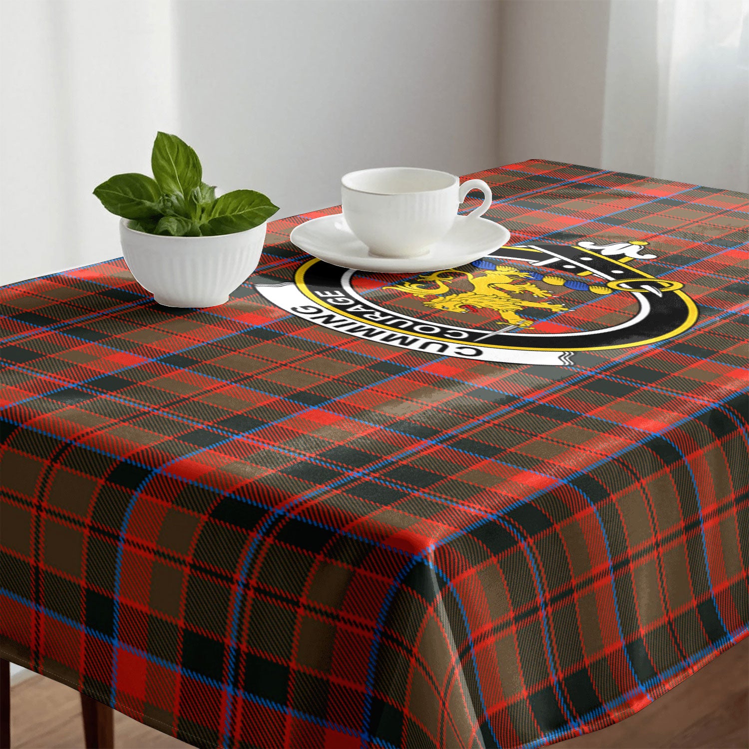 Cumming Hunting Weathered Tartan Crest Tablecloth