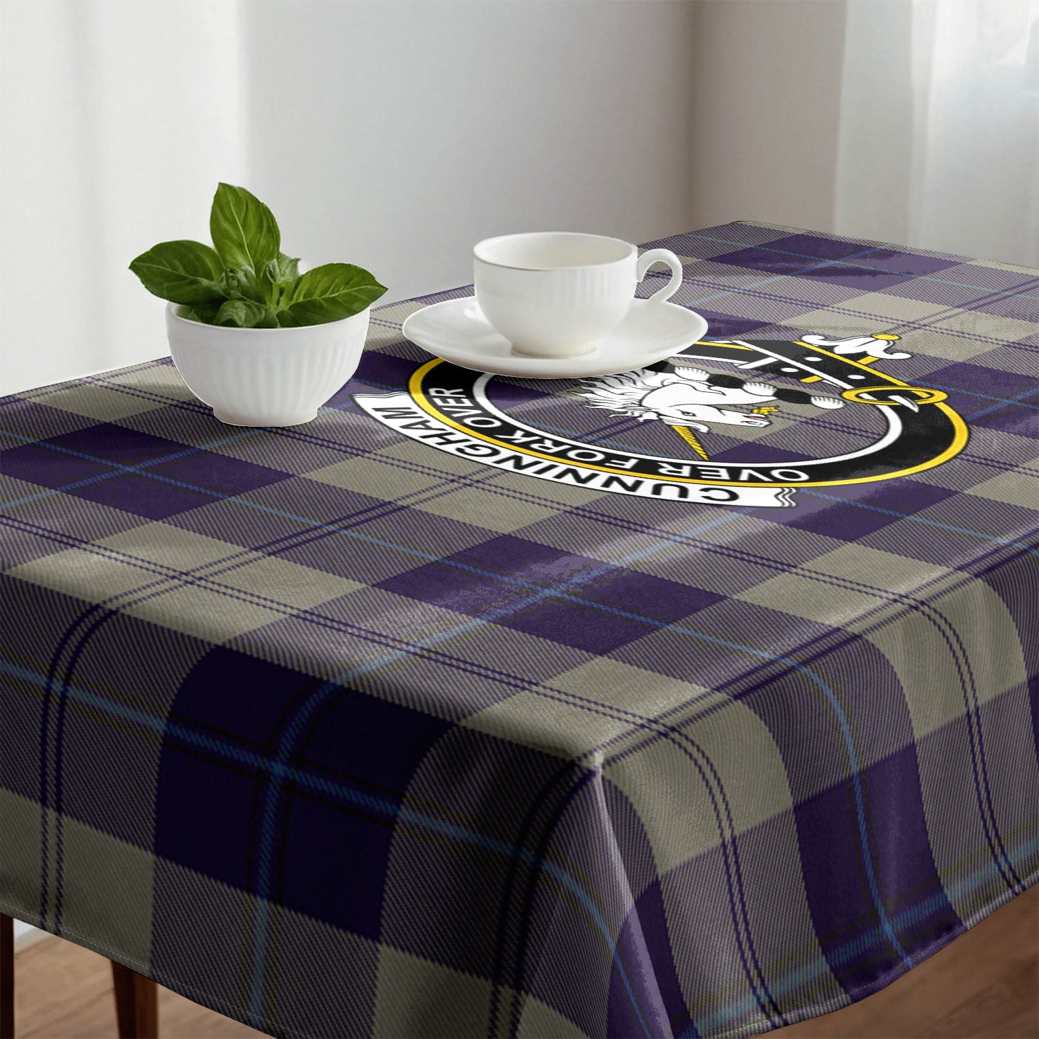 Cunningham Dress Blue Dancers Tartan Crest Tablecloth