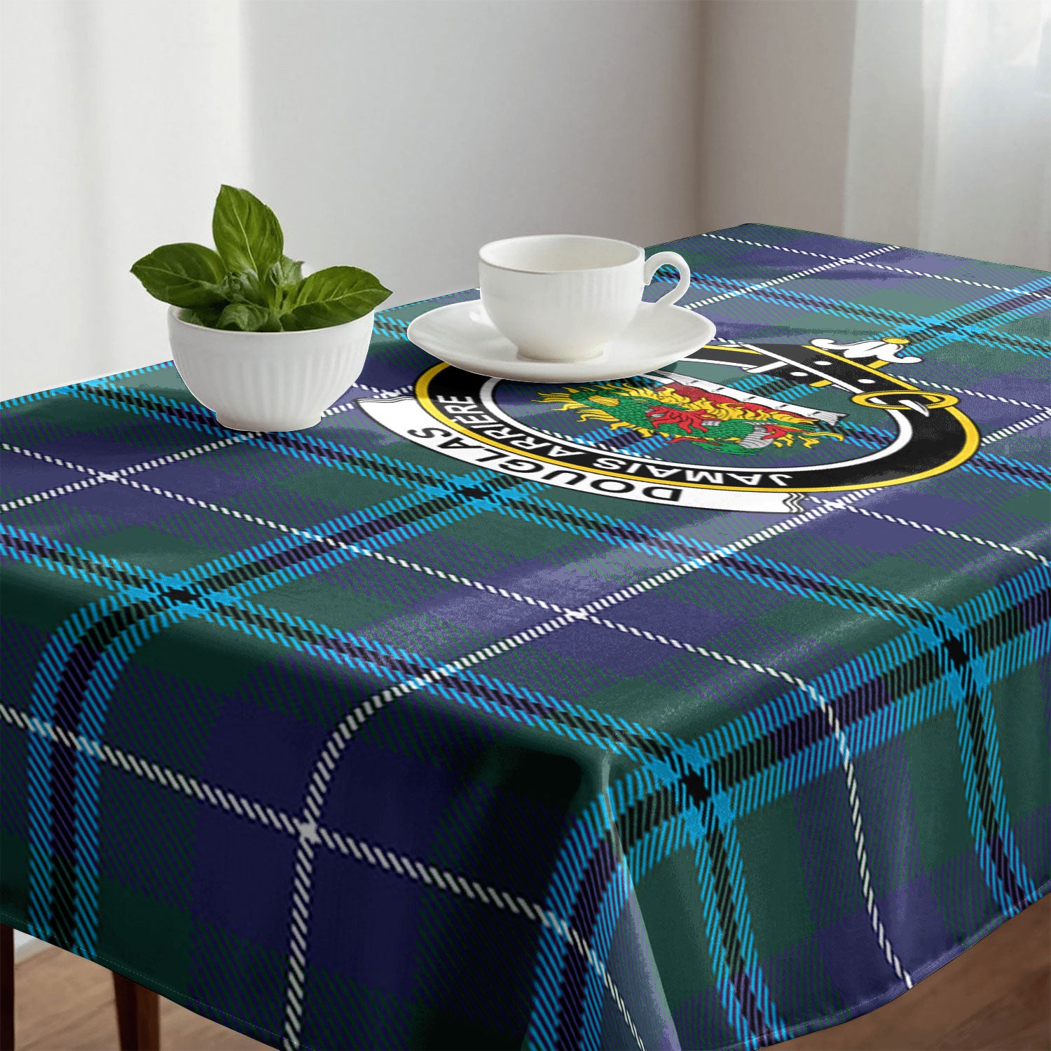 Douglas Modern Tartan Crest Tablecloth