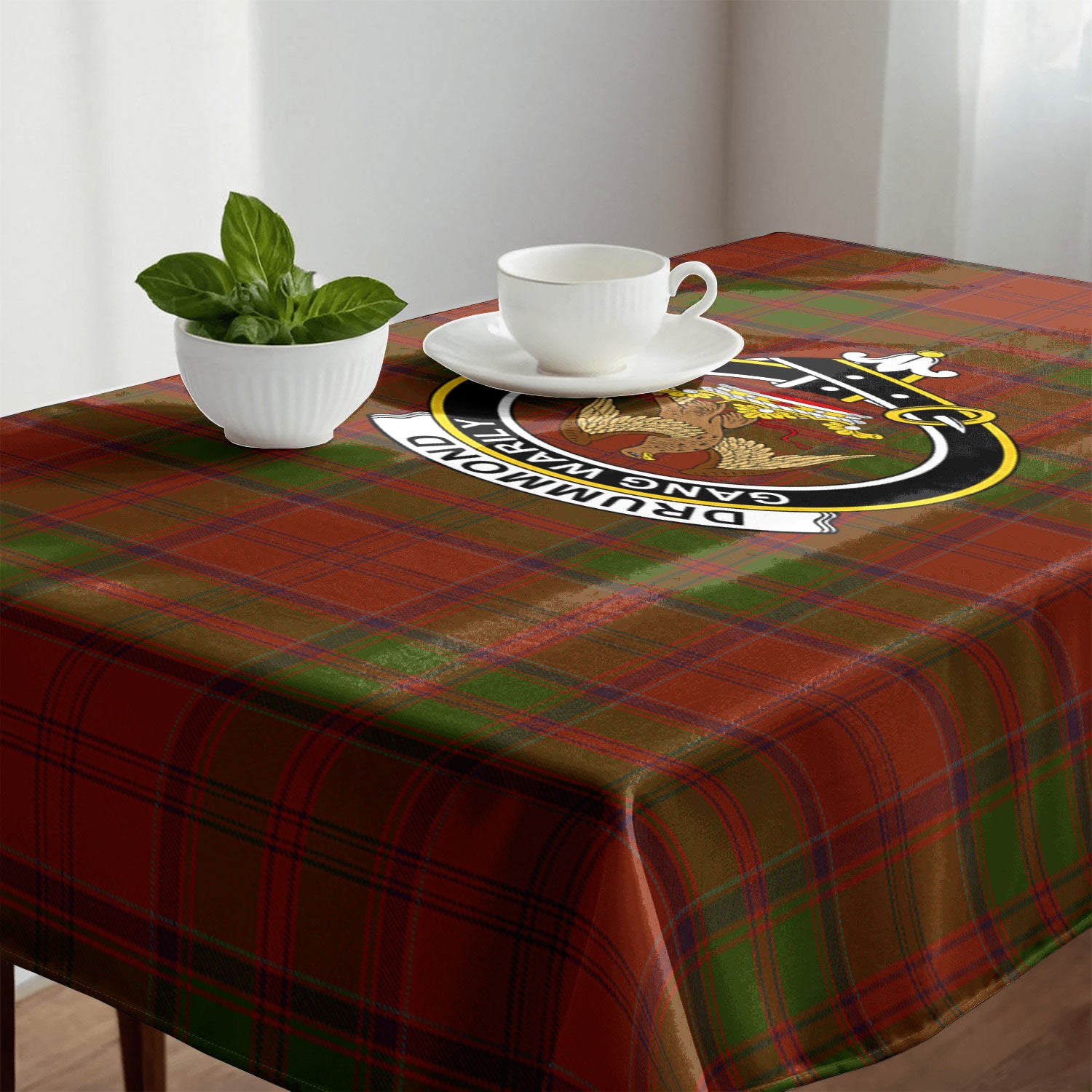 Drummond Clan Tartan Crest Tablecloth