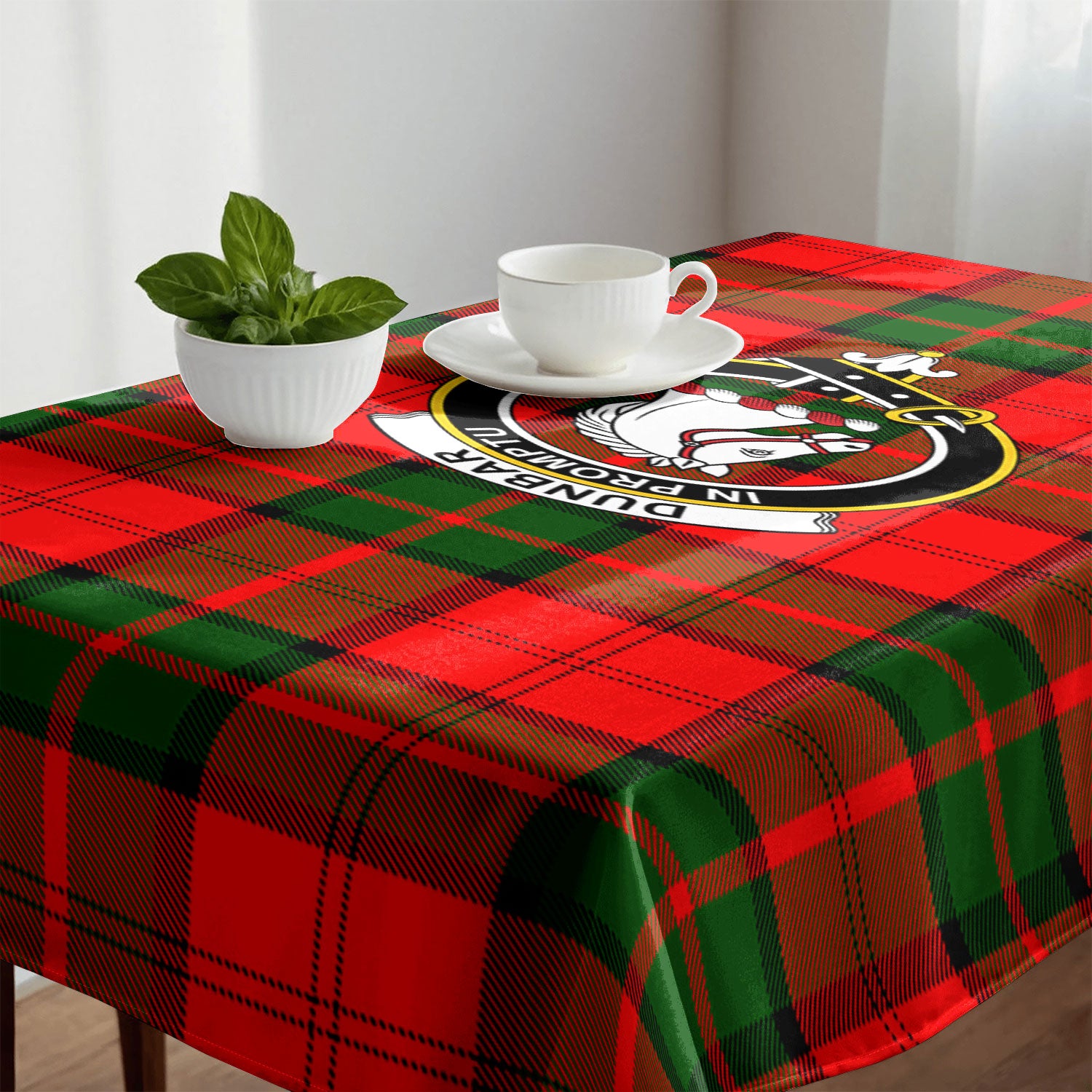 Dunbar Modern Tartan Crest Tablecloth