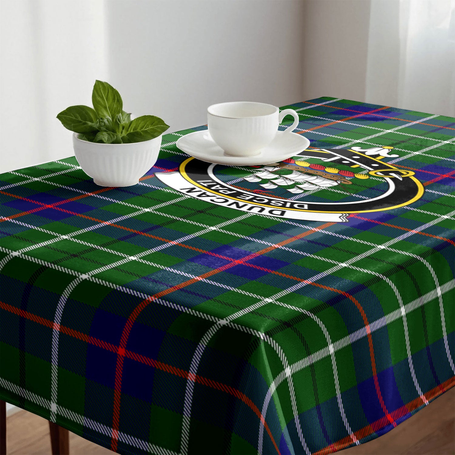 Duncan Modern Tartan Crest Tablecloth