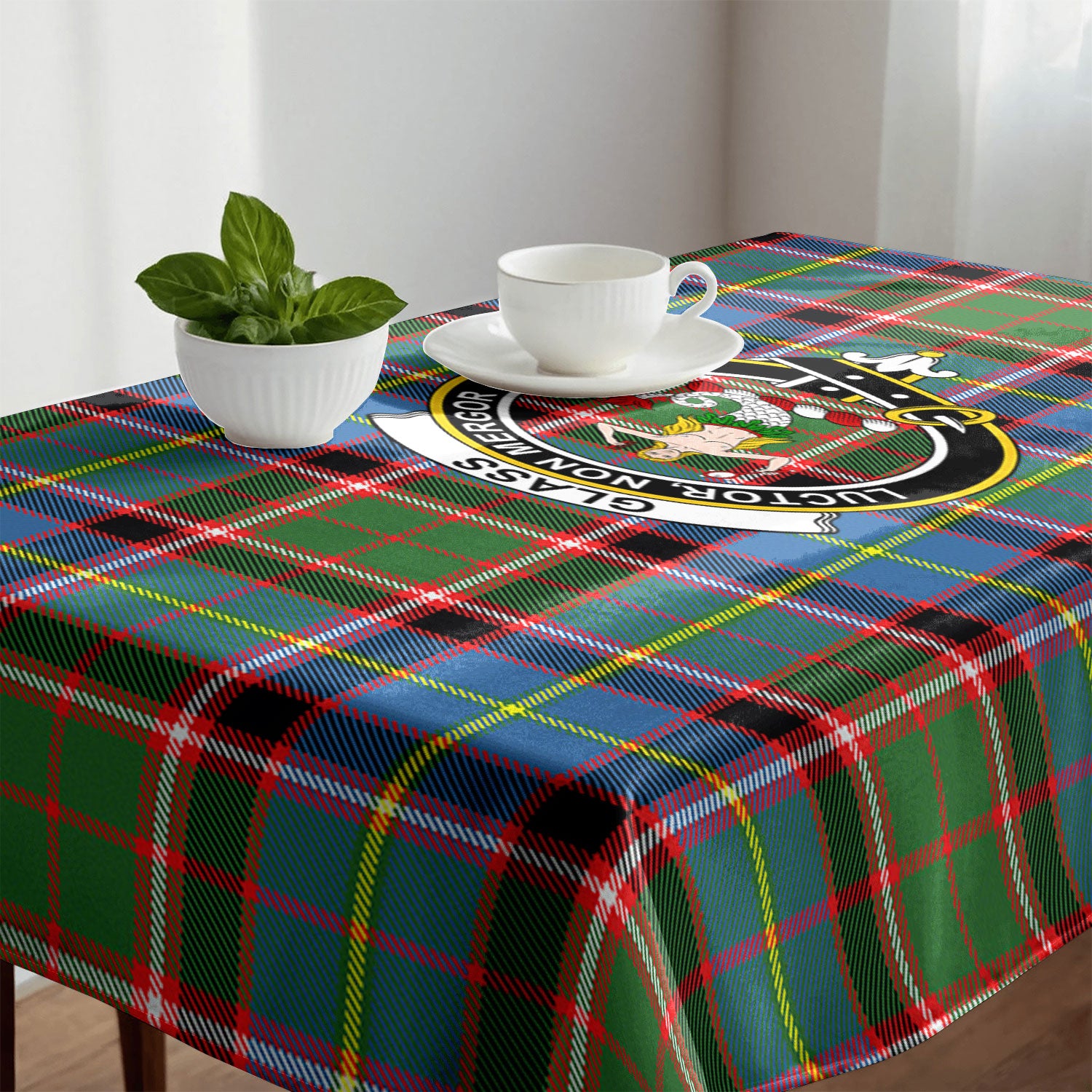 Glass Tartan Crest Tablecloth