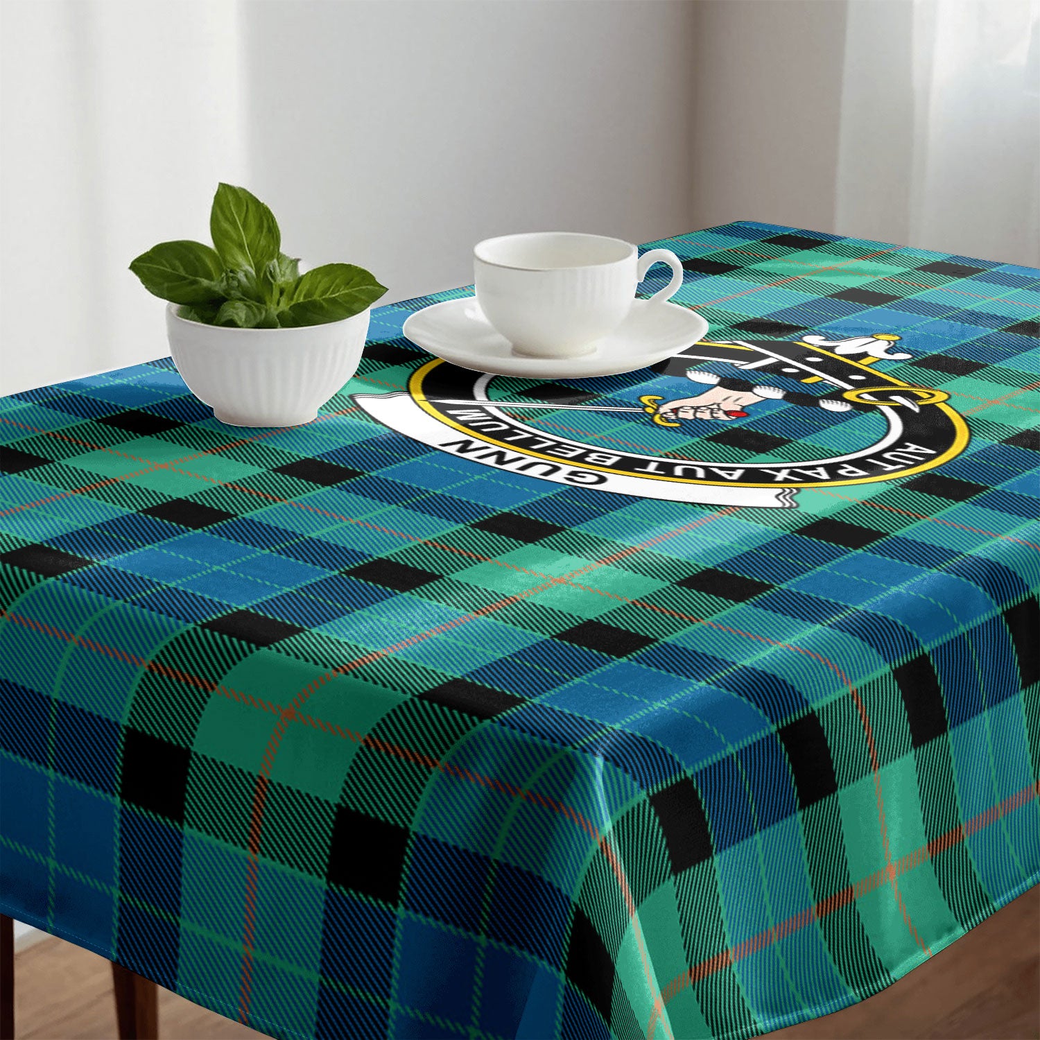 Gunn Ancient Tartan Crest Tablecloth