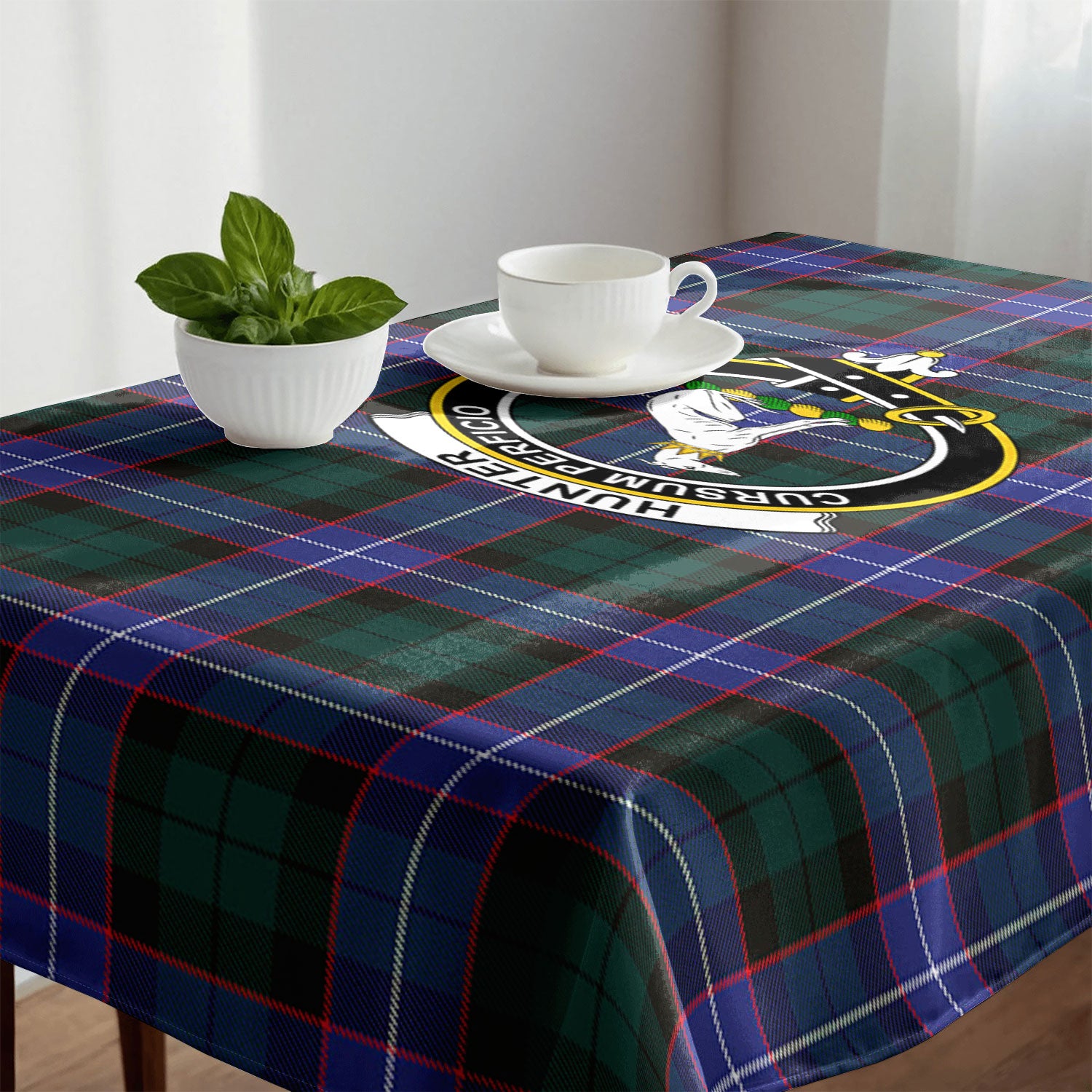 Hunter Modern Tartan Crest Tablecloth