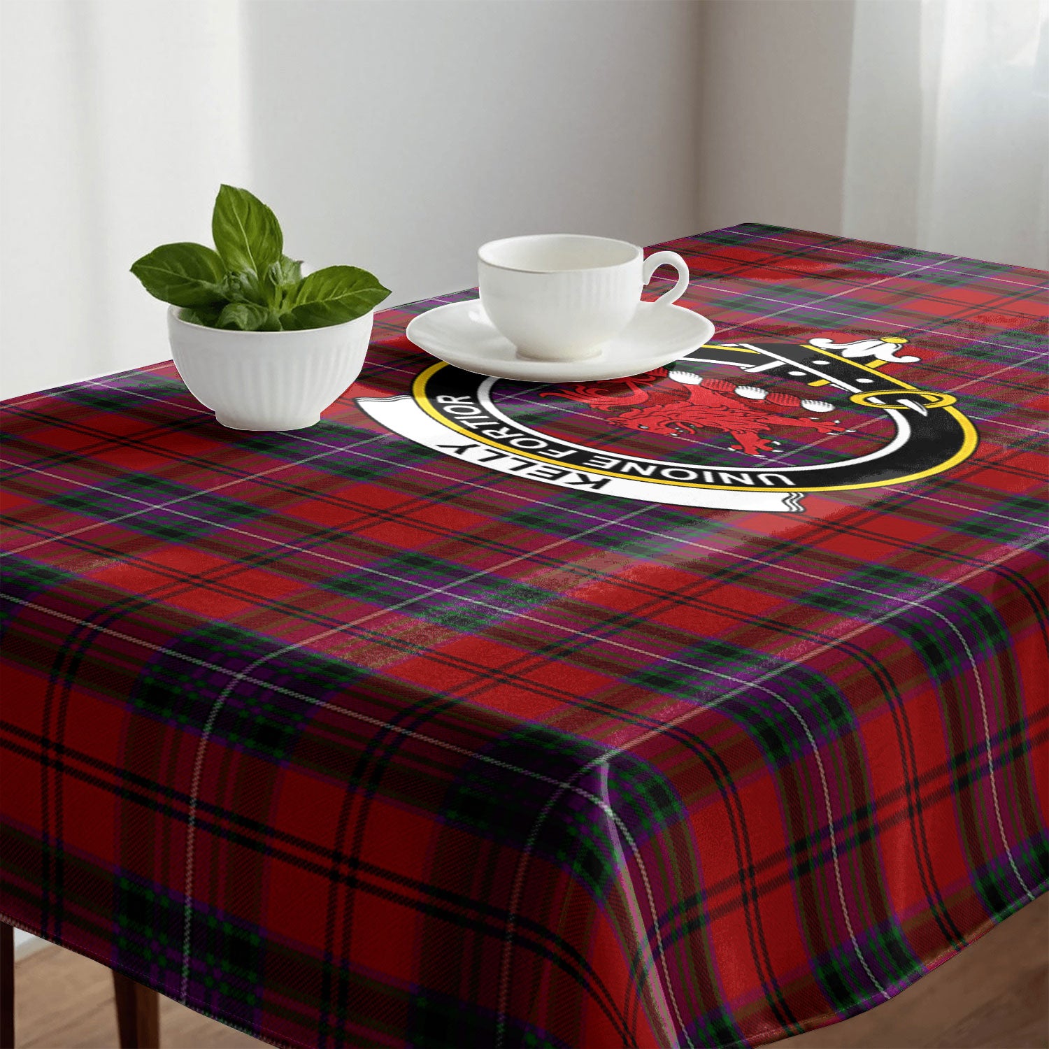 Kelly of Sleat Red Tartan Crest Tablecloth