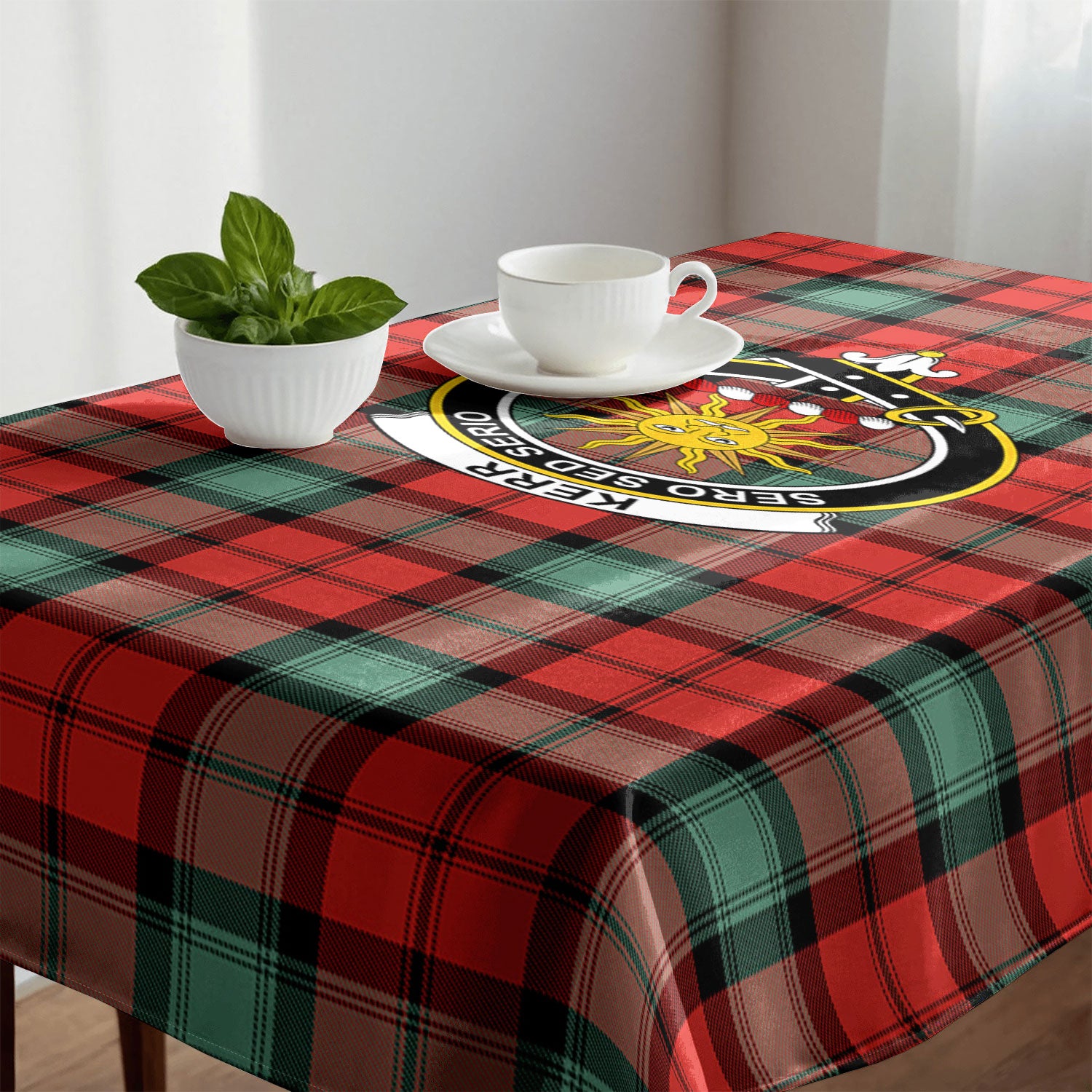 Kerr Ancient Tartan Crest Tablecloth