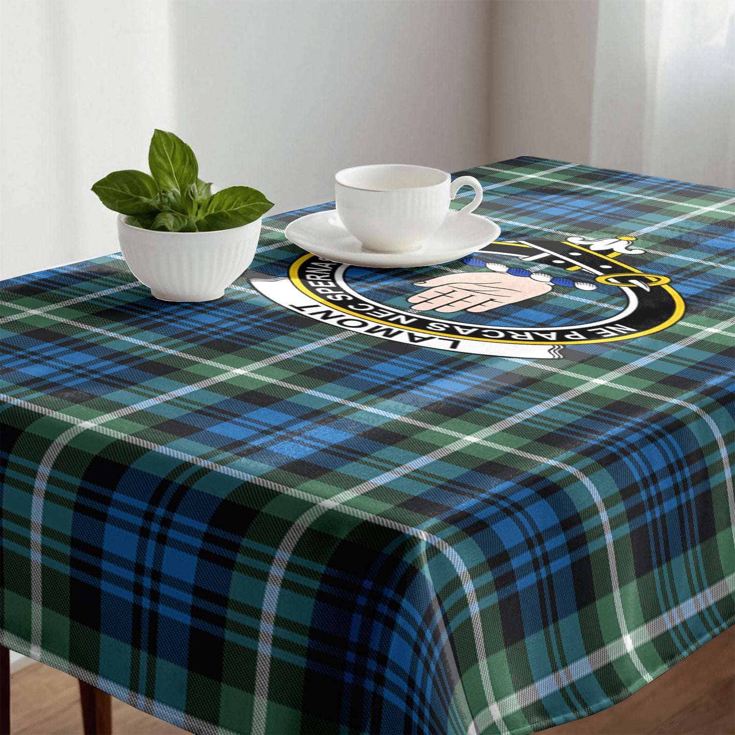 Lamont Ancient Tartan Crest Tablecloth