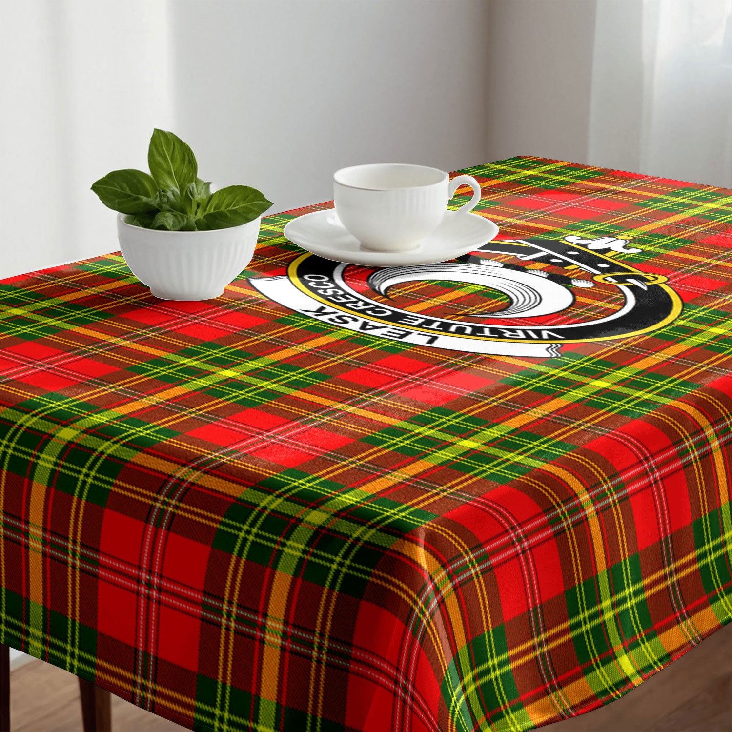 Leask Tartan Crest Tablecloth