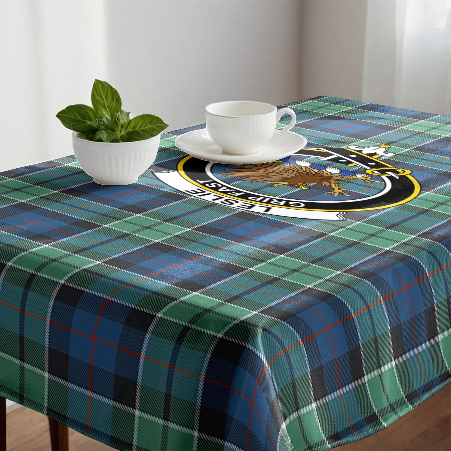 Leslie Hunting Ancient Tartan Crest Tablecloth